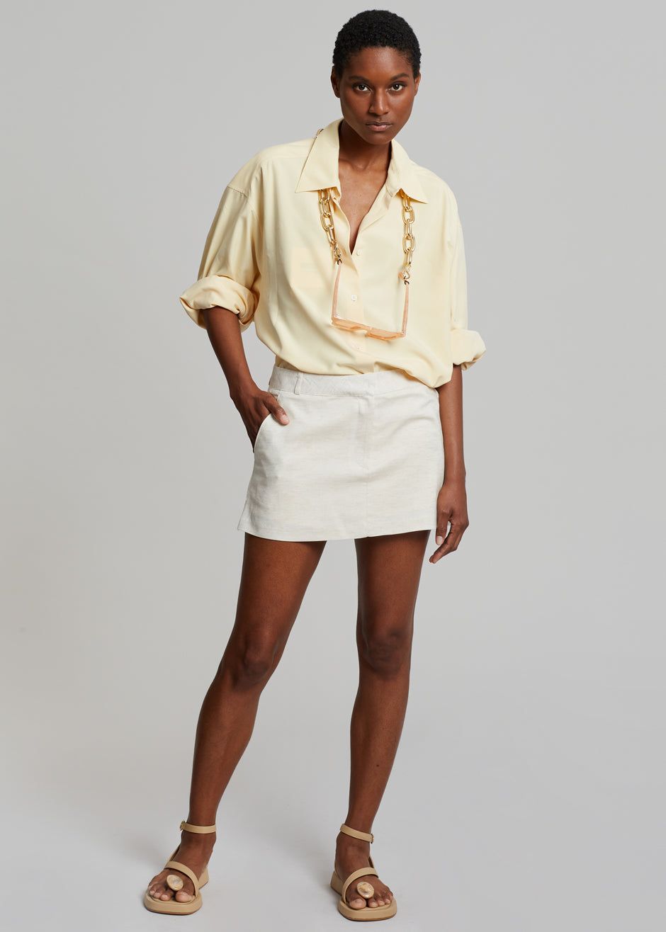 Isle Linen Mini Skirt - Oat Melange sold by Frankie Shop product image thumbnail 3