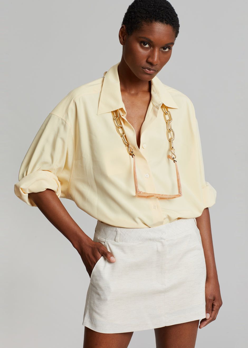 Isle Linen Mini Skirt - Oat Melange sold by Frankie Shop product image thumbnail 4