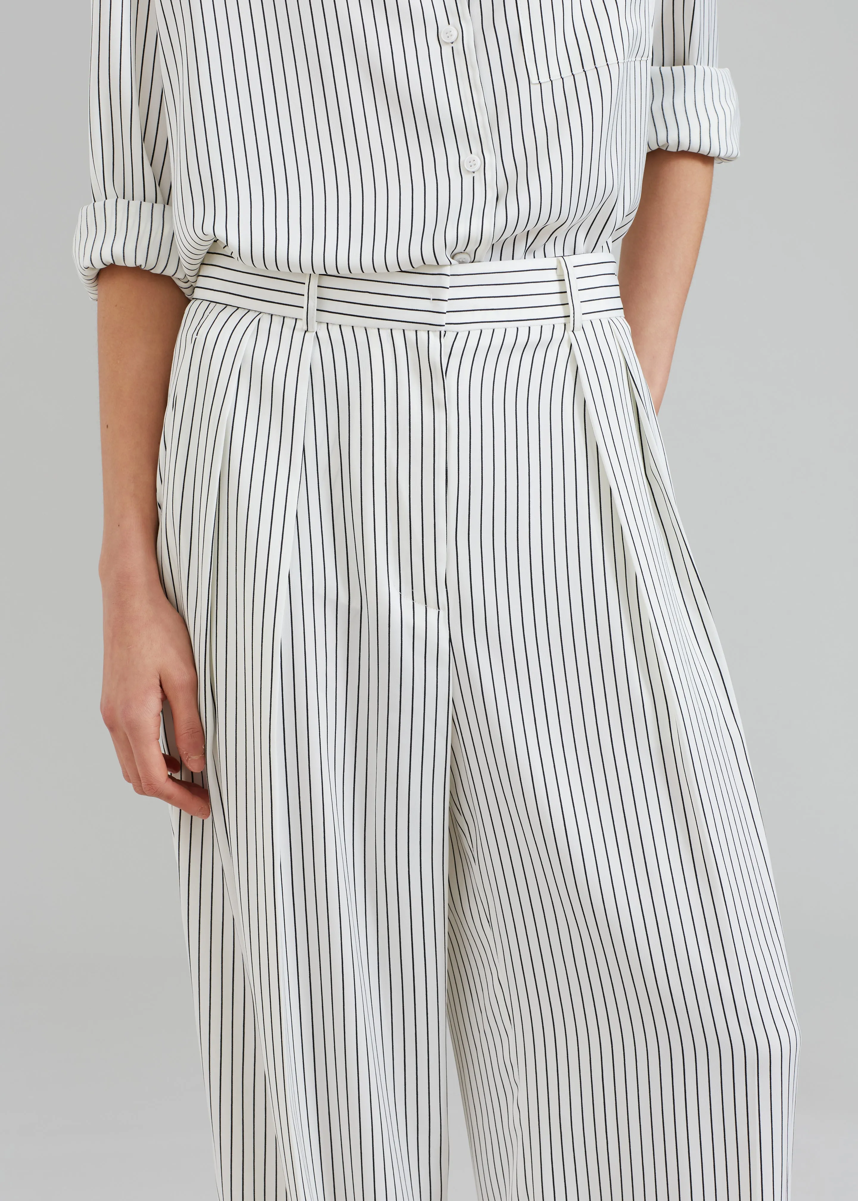 Tansy Satin Pants - White Pinstripe sold by Frankie Shop product image thumbnail 4
