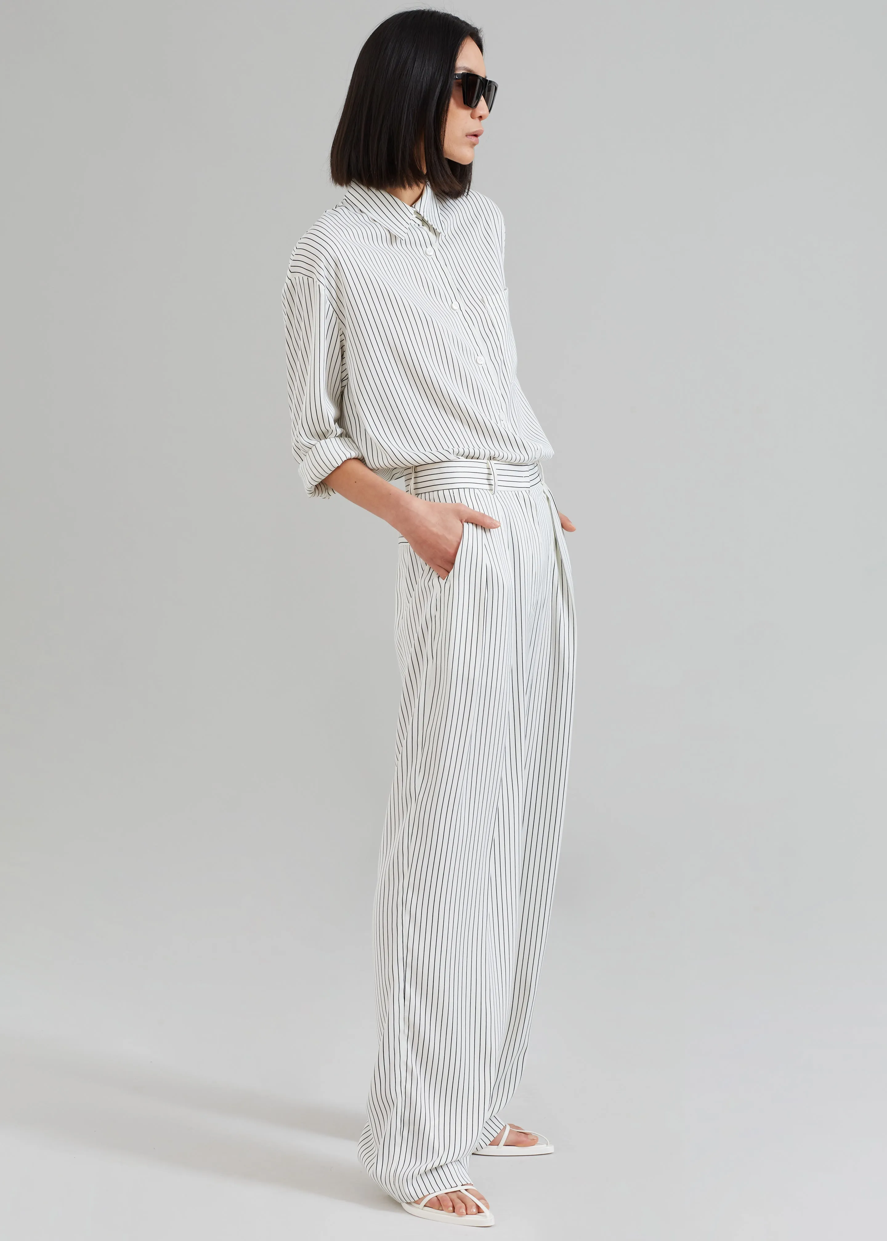 Tansy Satin Pants - White Pinstripe sold by Frankie Shop product image thumbnail 3