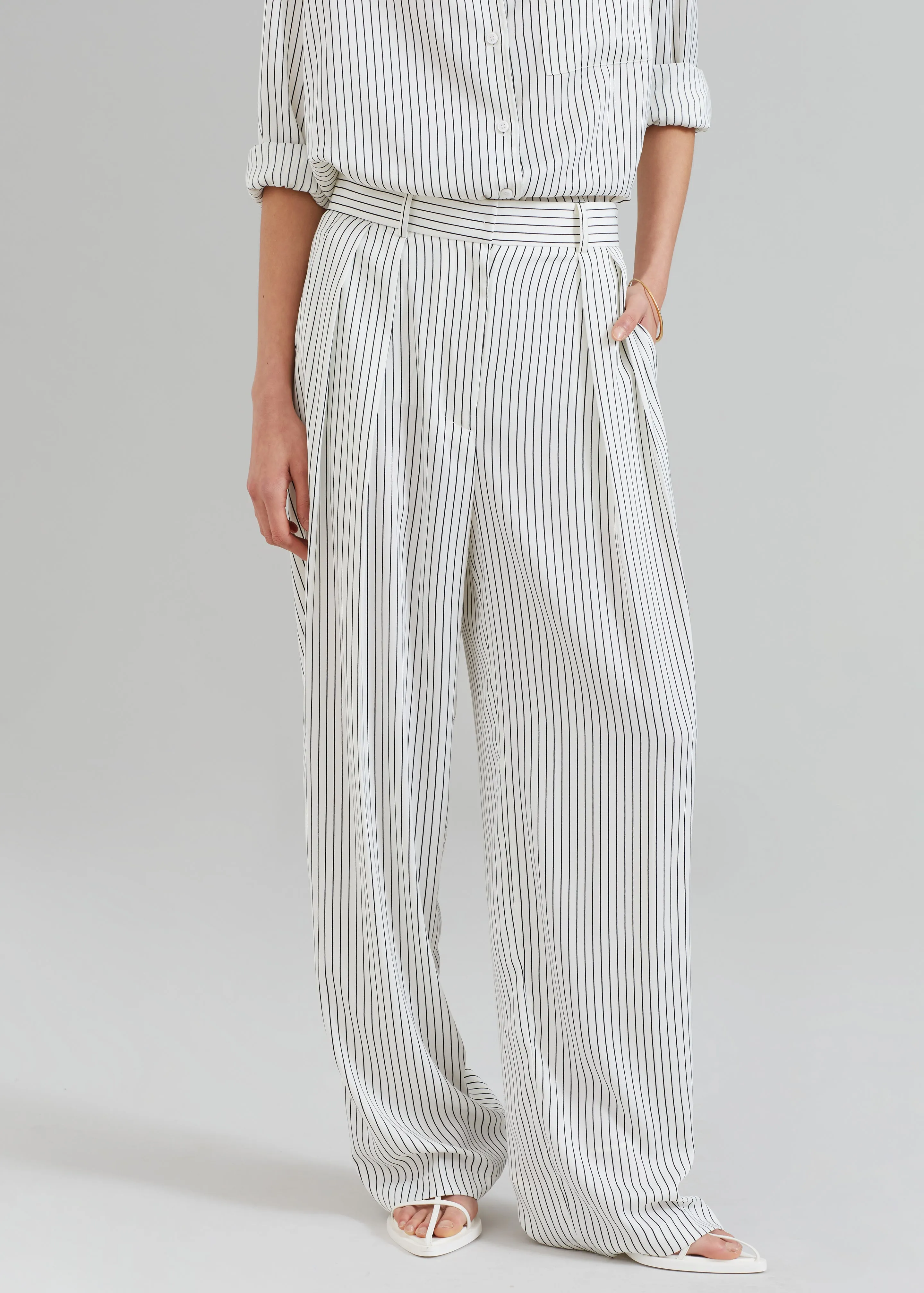 Tansy Satin Pants - White Pinstripe sold by Frankie Shop product image thumbnail 2
