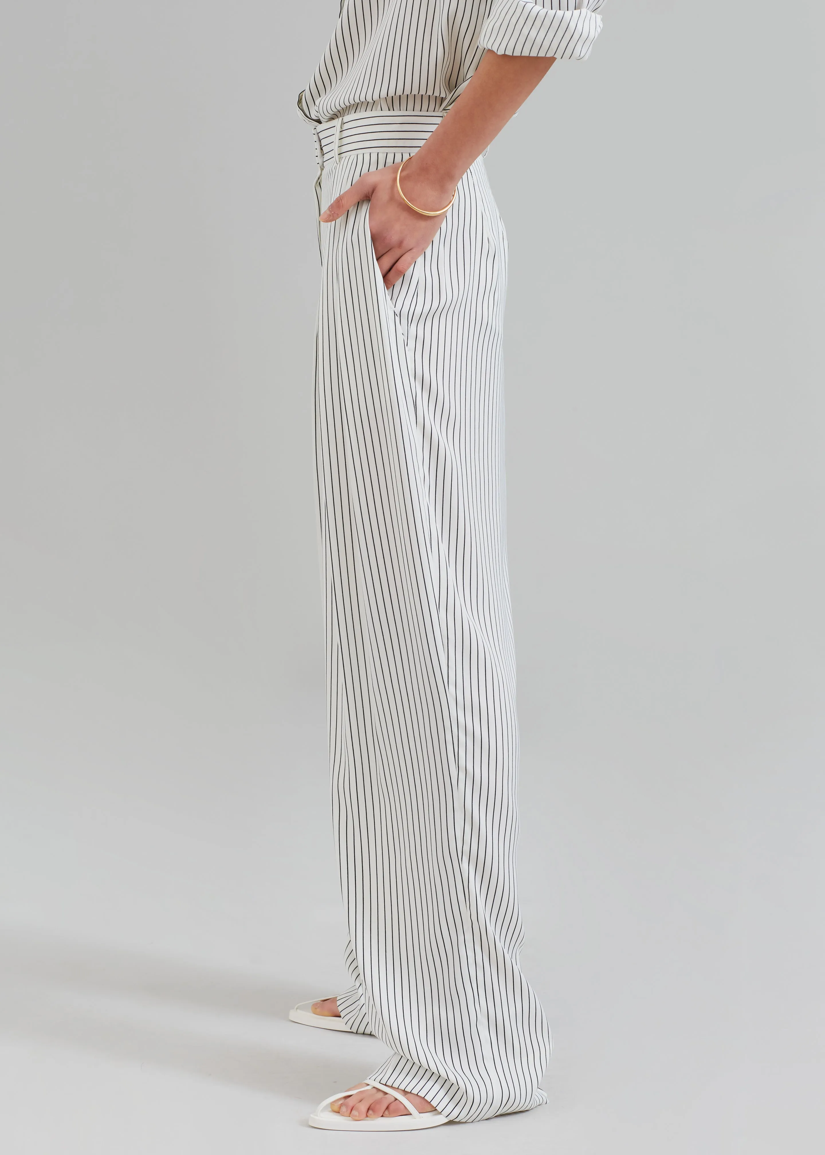Tansy Satin Pants - White Pinstripe sold by Frankie Shop product image thumbnail 5