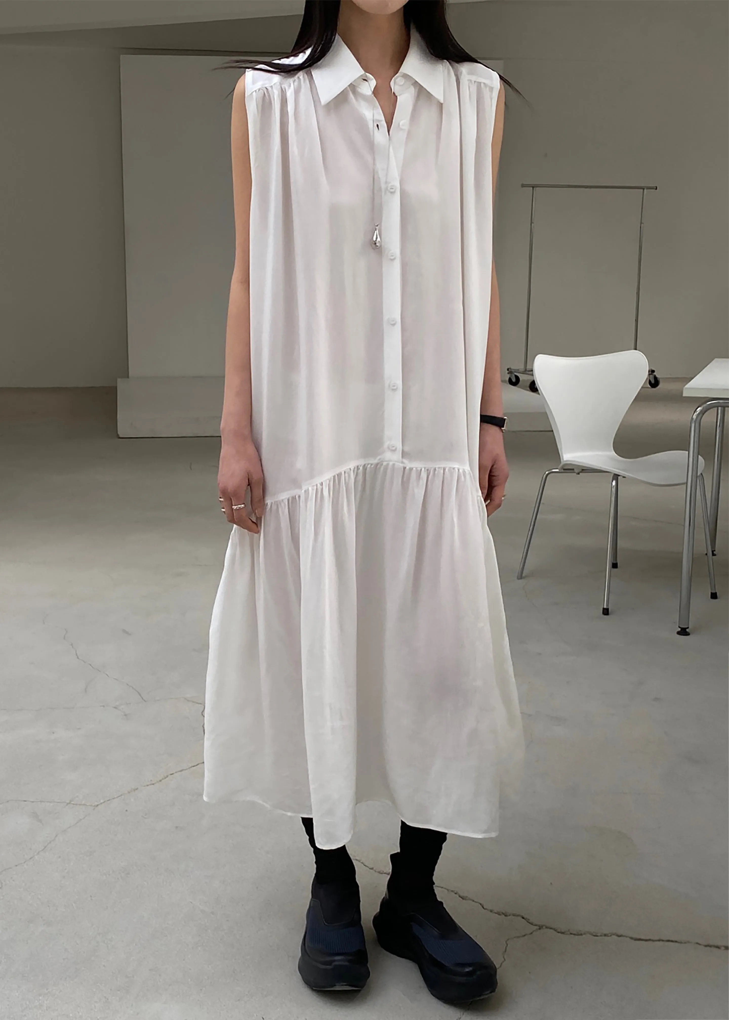 Maela Button Up Midi Dress - White sold by Frankie Shop product image thumbnail 2