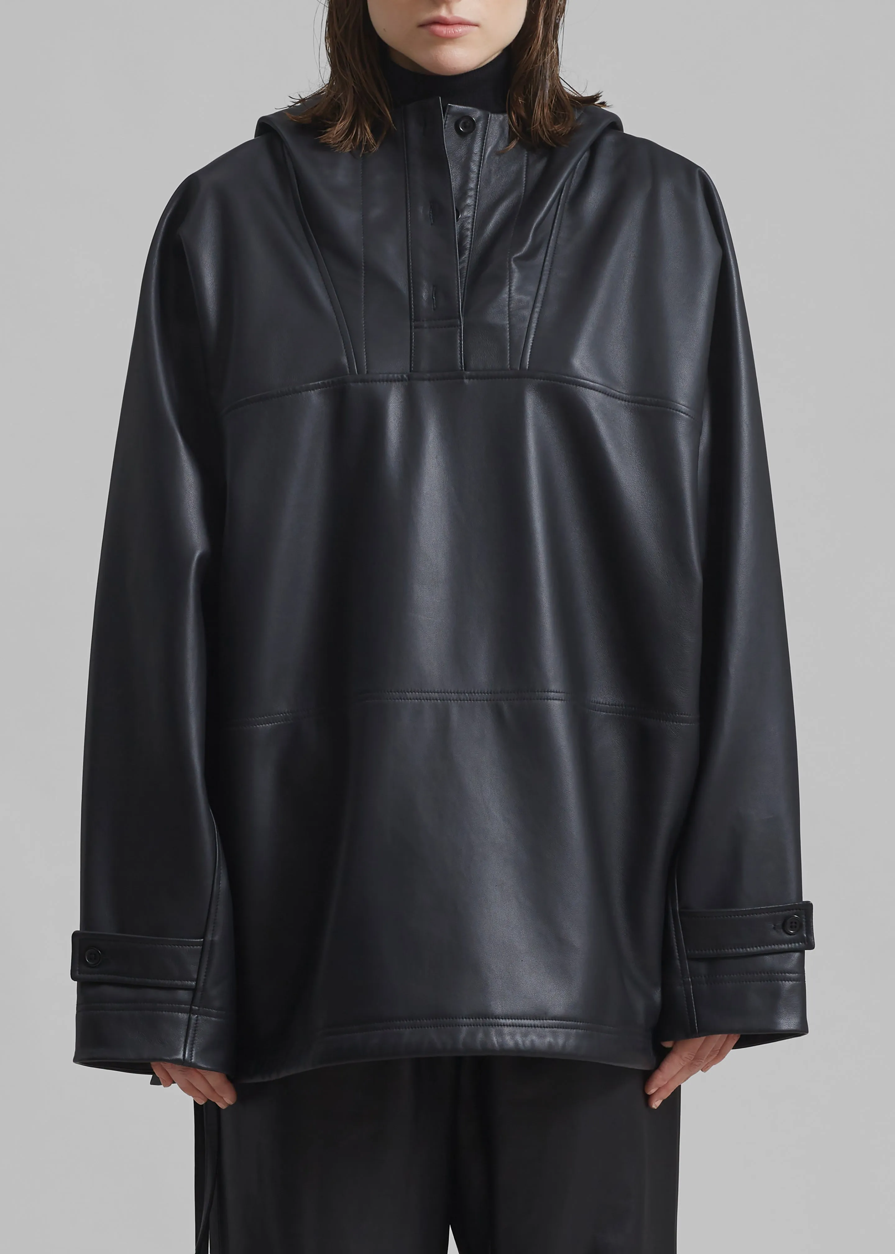 Kevin Leather Hooded Overshirt - Black sold by Frankie Shop product image thumbnail 2