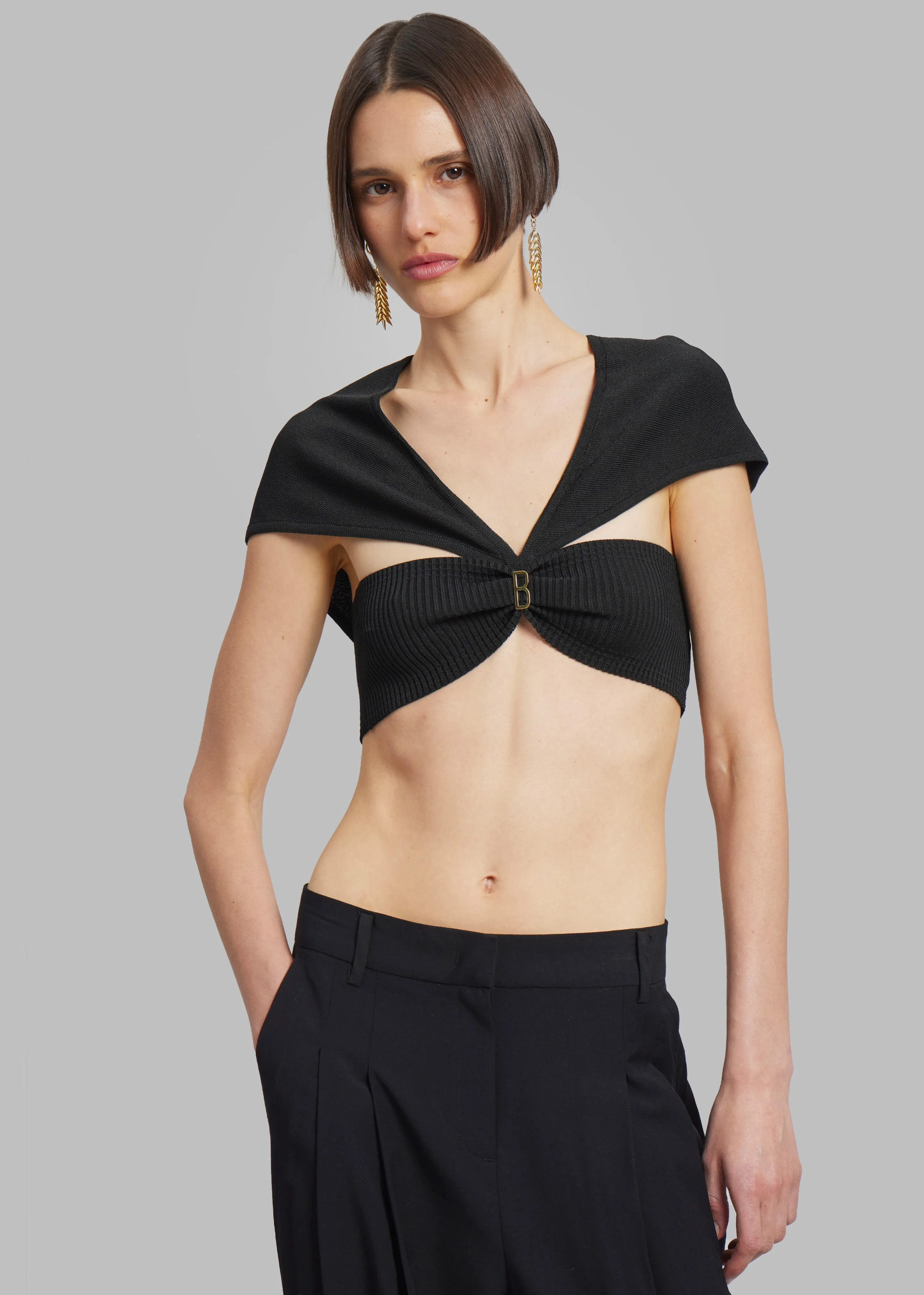 Bevza Crop-Top With Hustka - Black sold by Frankie Shop product image thumbnail 5