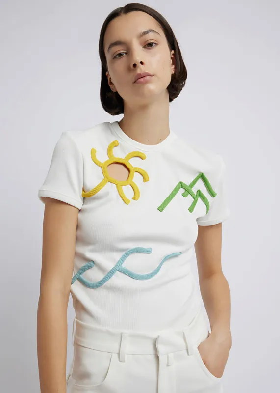 Christopher Esber Landscape Rib Tee - Multi Bind Ivory sold by Frankie Shop