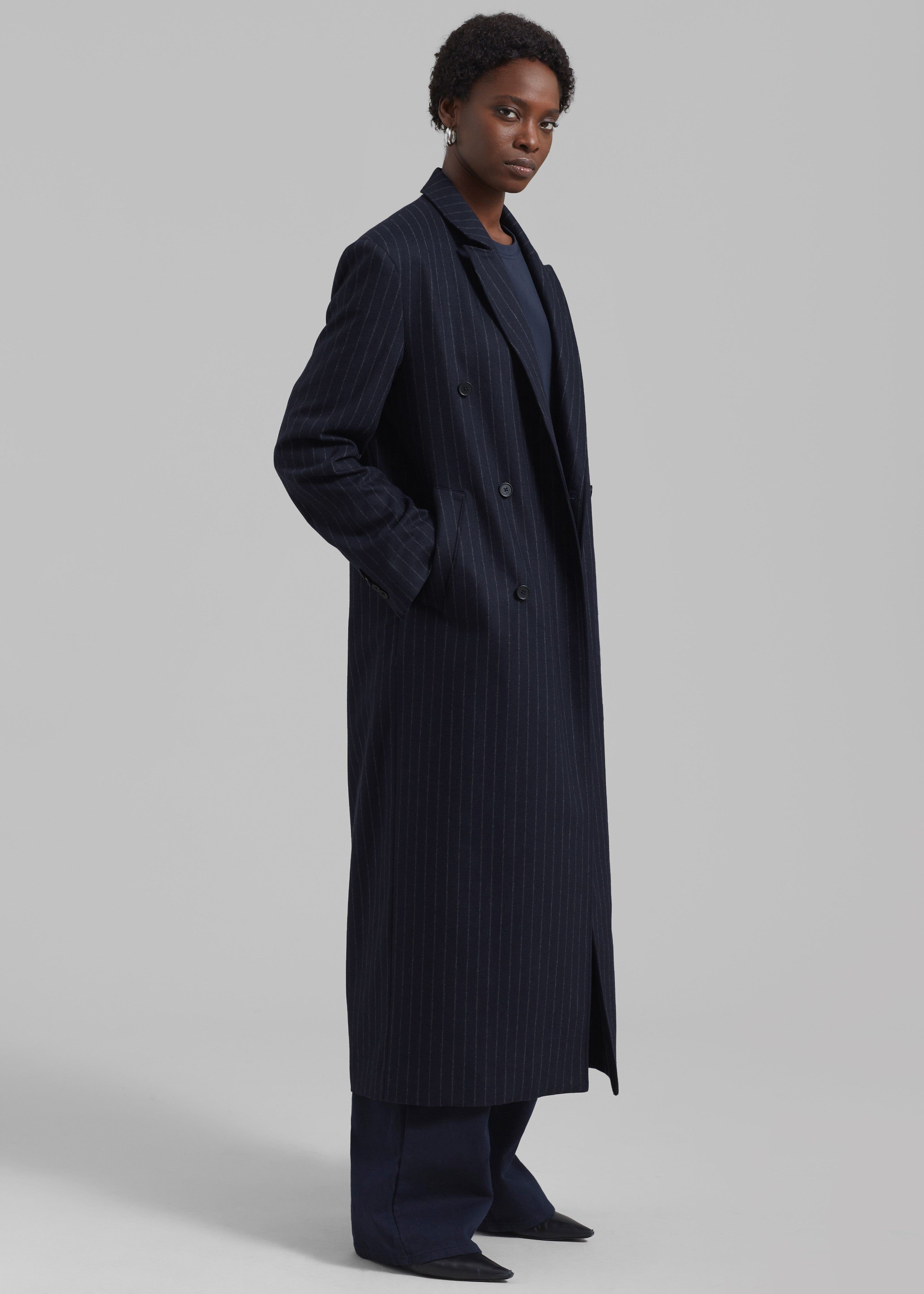 Loulou Studio Ido Long Coat - Navy Stripes sold by Frankie Shop product image thumbnail 3