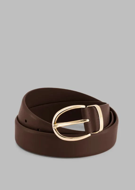 Ora Leather Belt - Brown/Gold sold by Frankie Shop