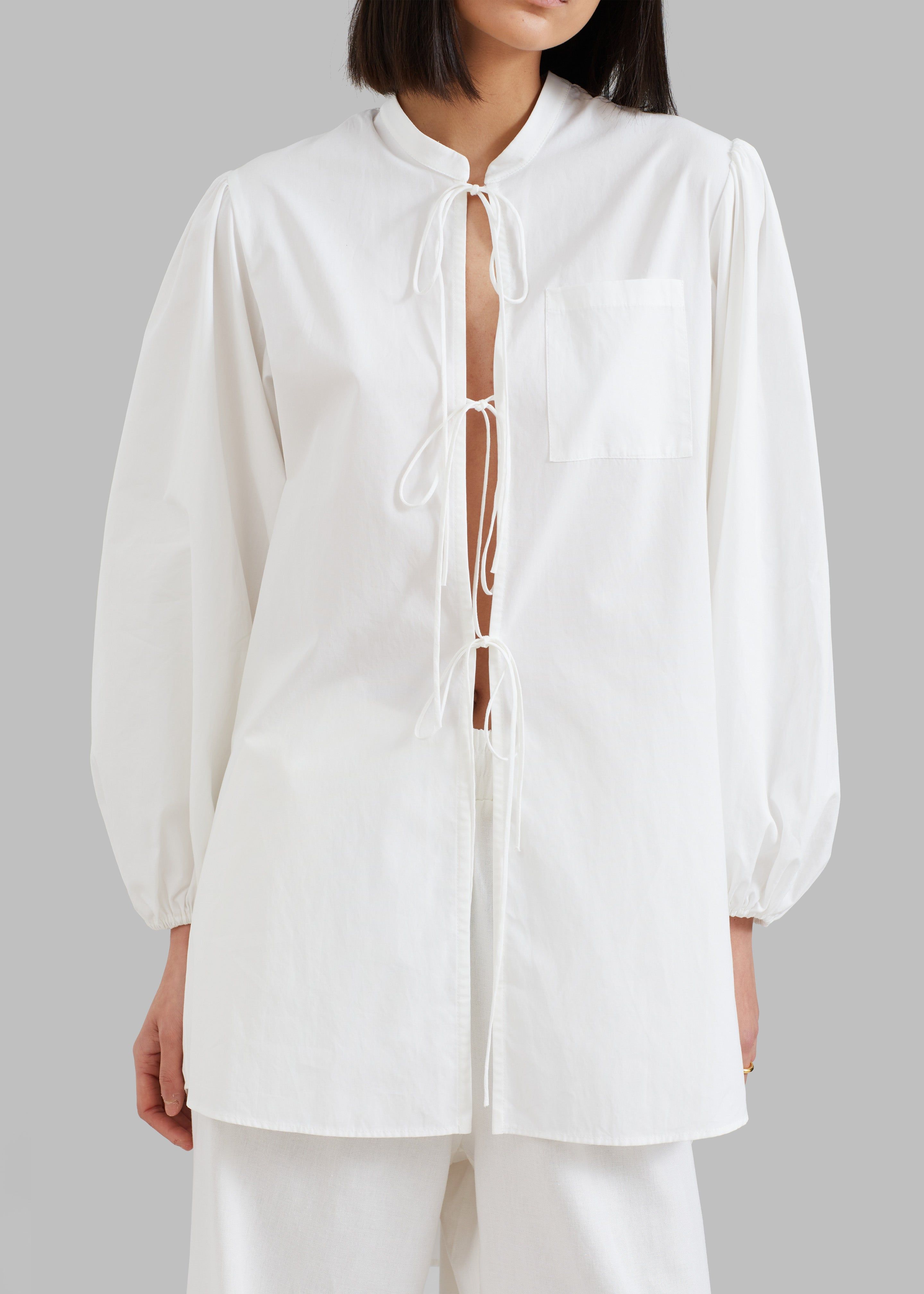 MATIN Tie-Front Shirt Dress - White sold by Frankie Shop product image thumbnail 6