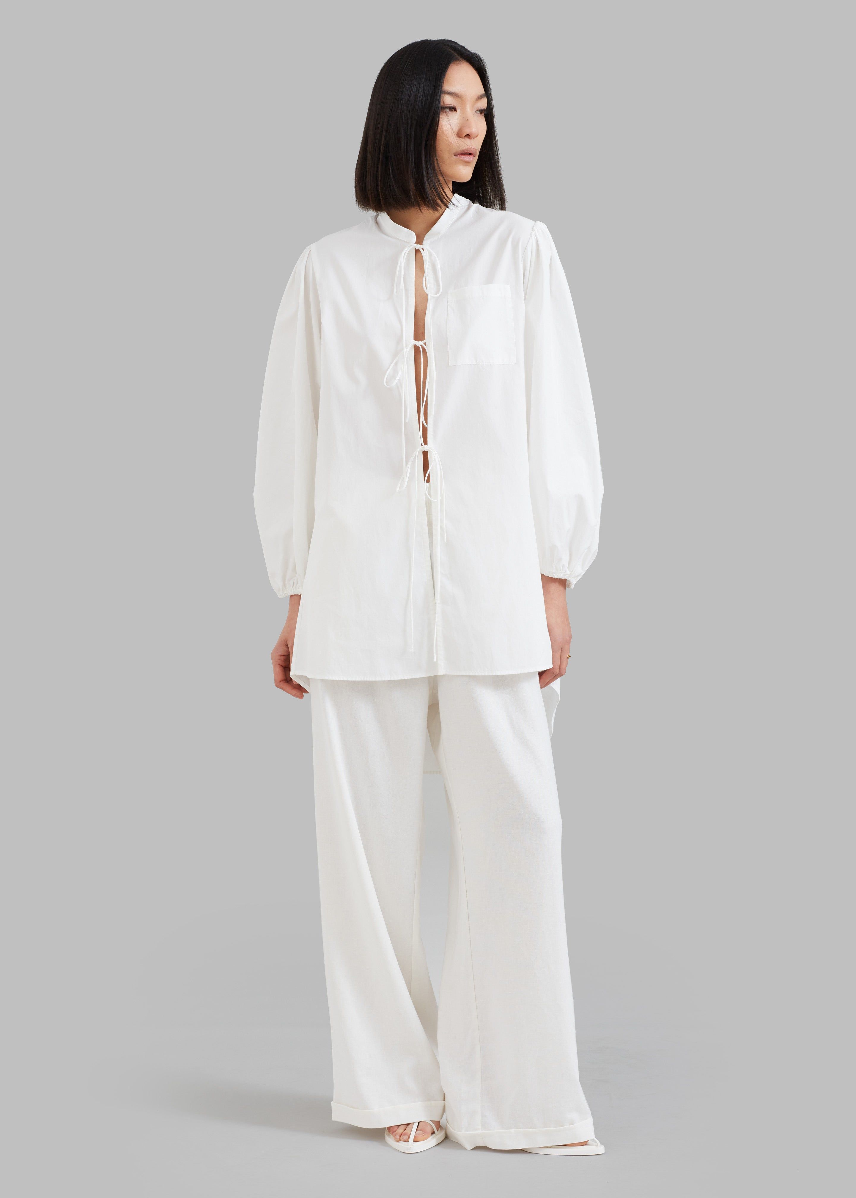 MATIN Tie-Front Shirt Dress - White sold by Frankie Shop product image thumbnail 4