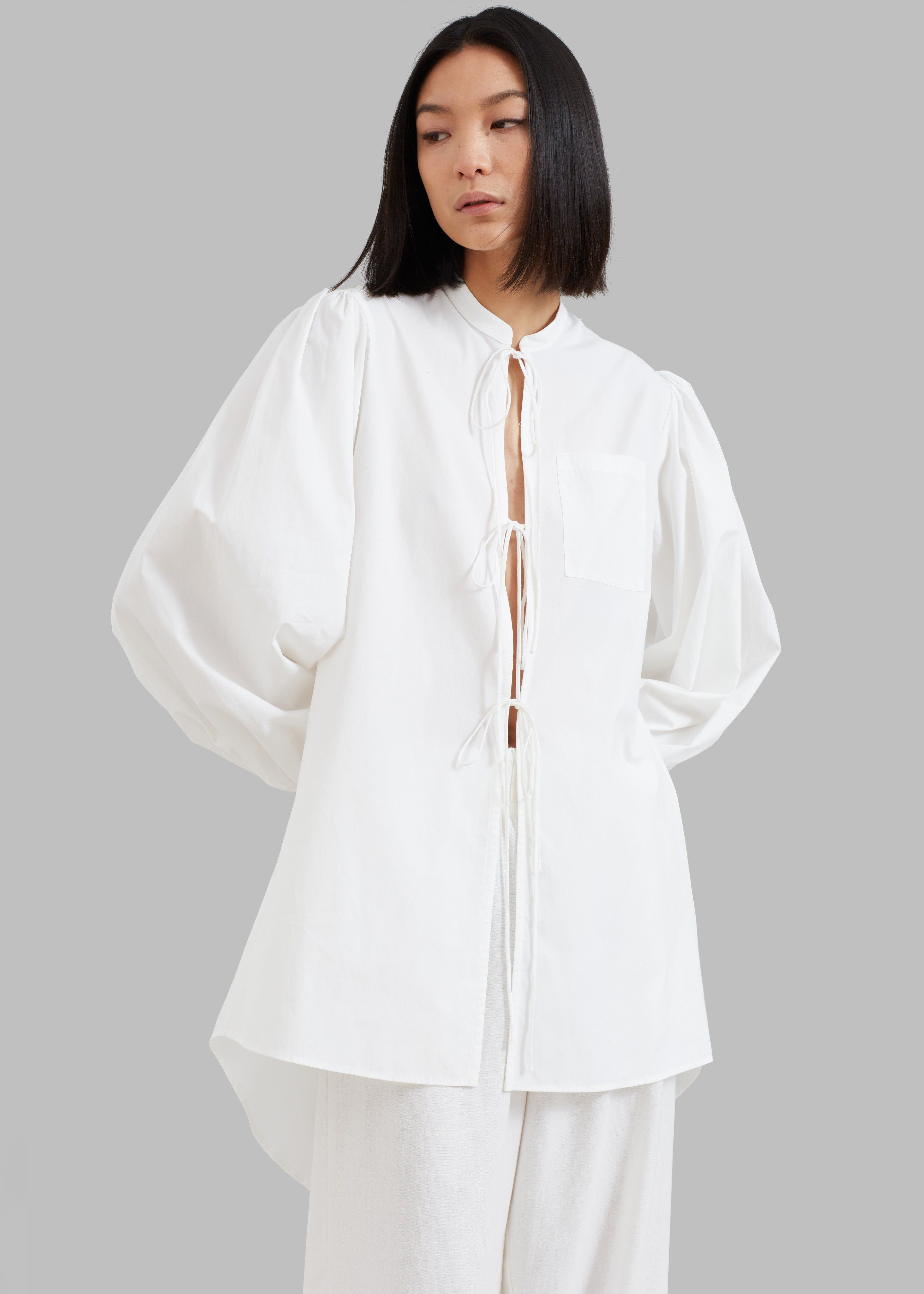 MATIN Tie-Front Shirt Dress - White sold by Frankie Shop product image thumbnail 5
