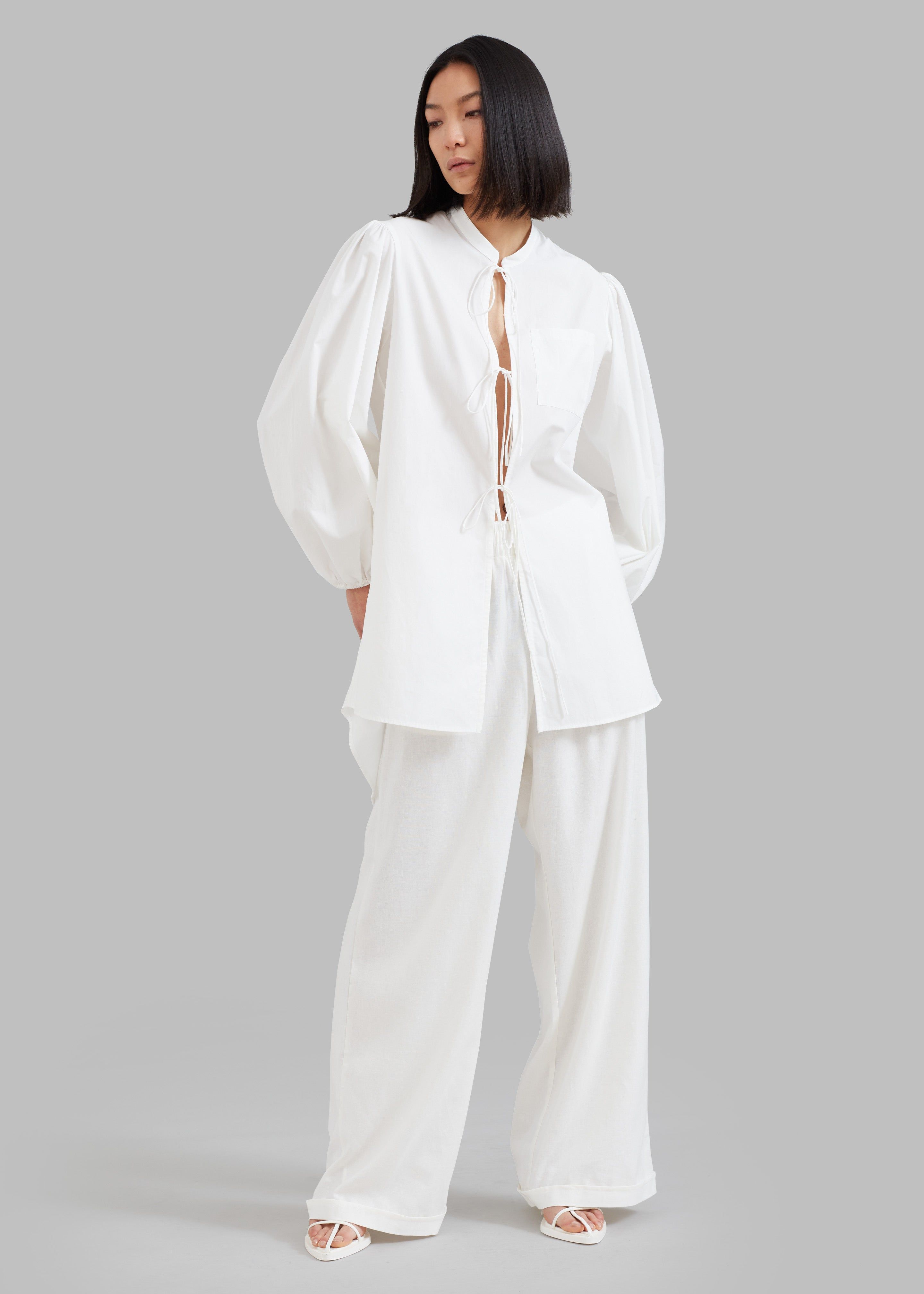 MATIN Tie-Front Shirt Dress - White sold by Frankie Shop product image thumbnail 3