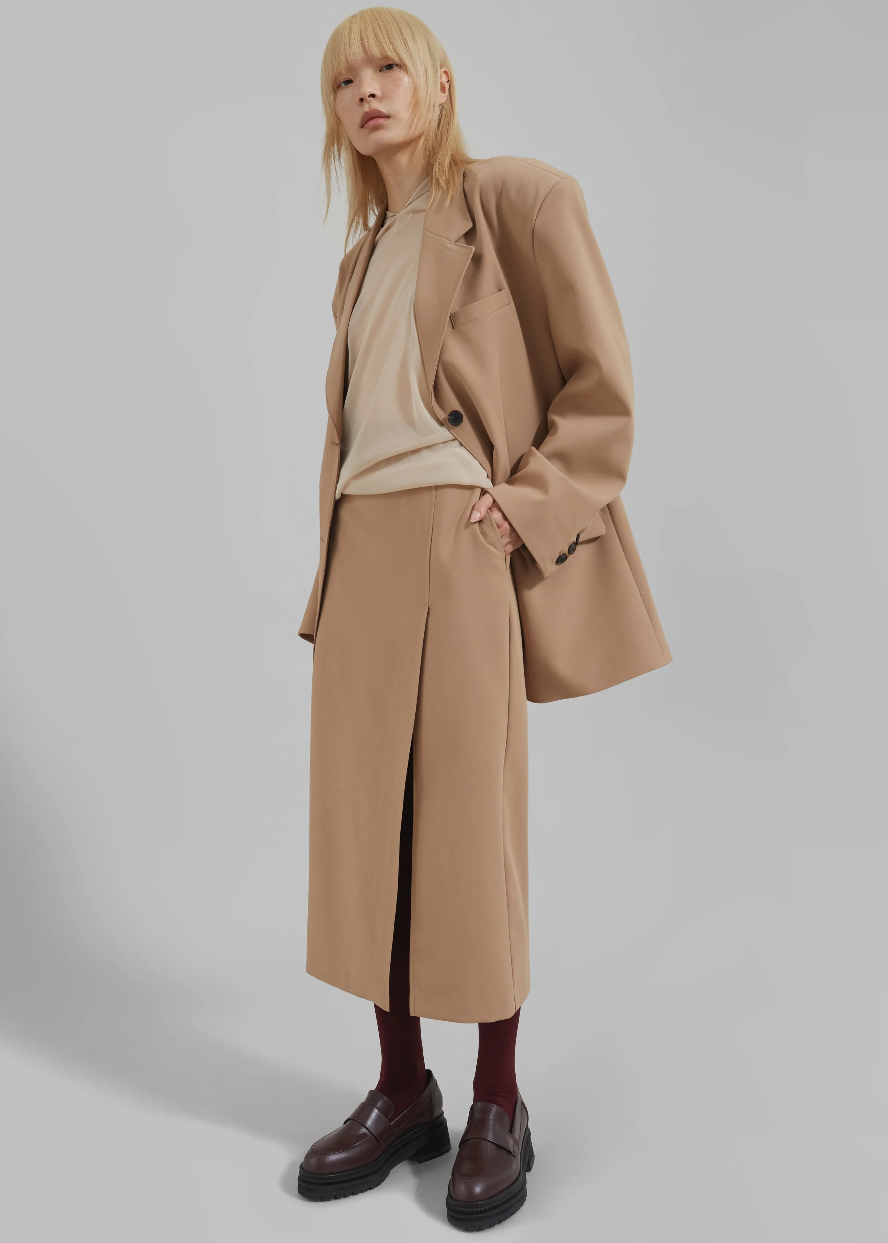 Cordelia Midi Slit Skirt - Camel sold by Frankie Shop