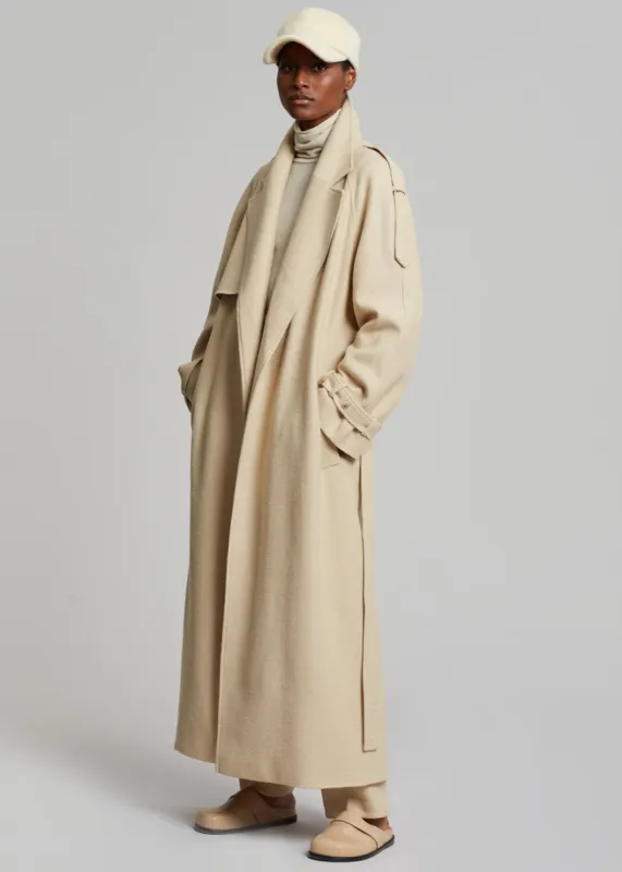Suzanne Boiled Wool Trench Coat - Beige sold by Frankie Shop