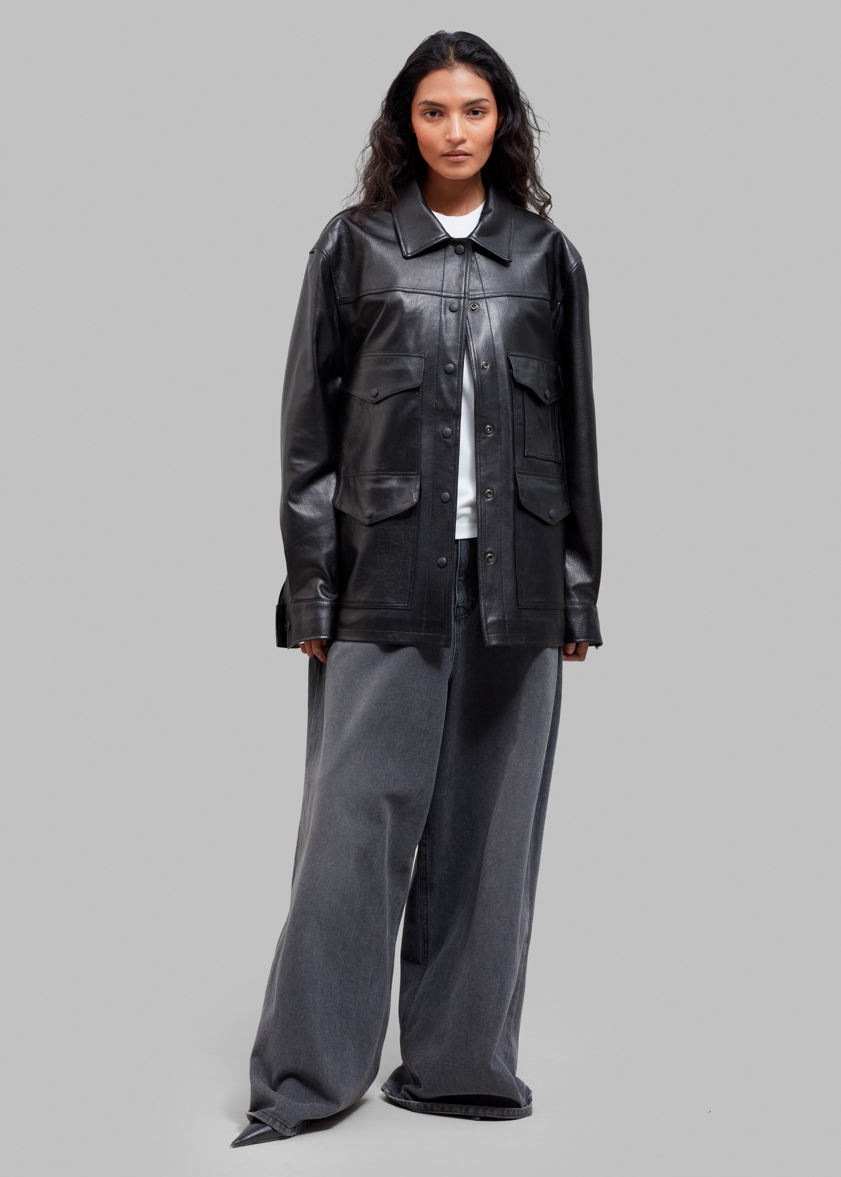 Inge Leather Shirt Jacket - Black sold by Frankie Shop product image thumbnail 4