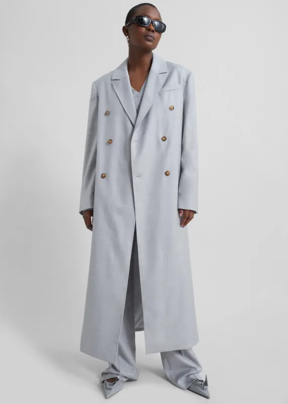 Loulou Studio Maisun Long Coat - Feather Grey Melange sold by Frankie Shop