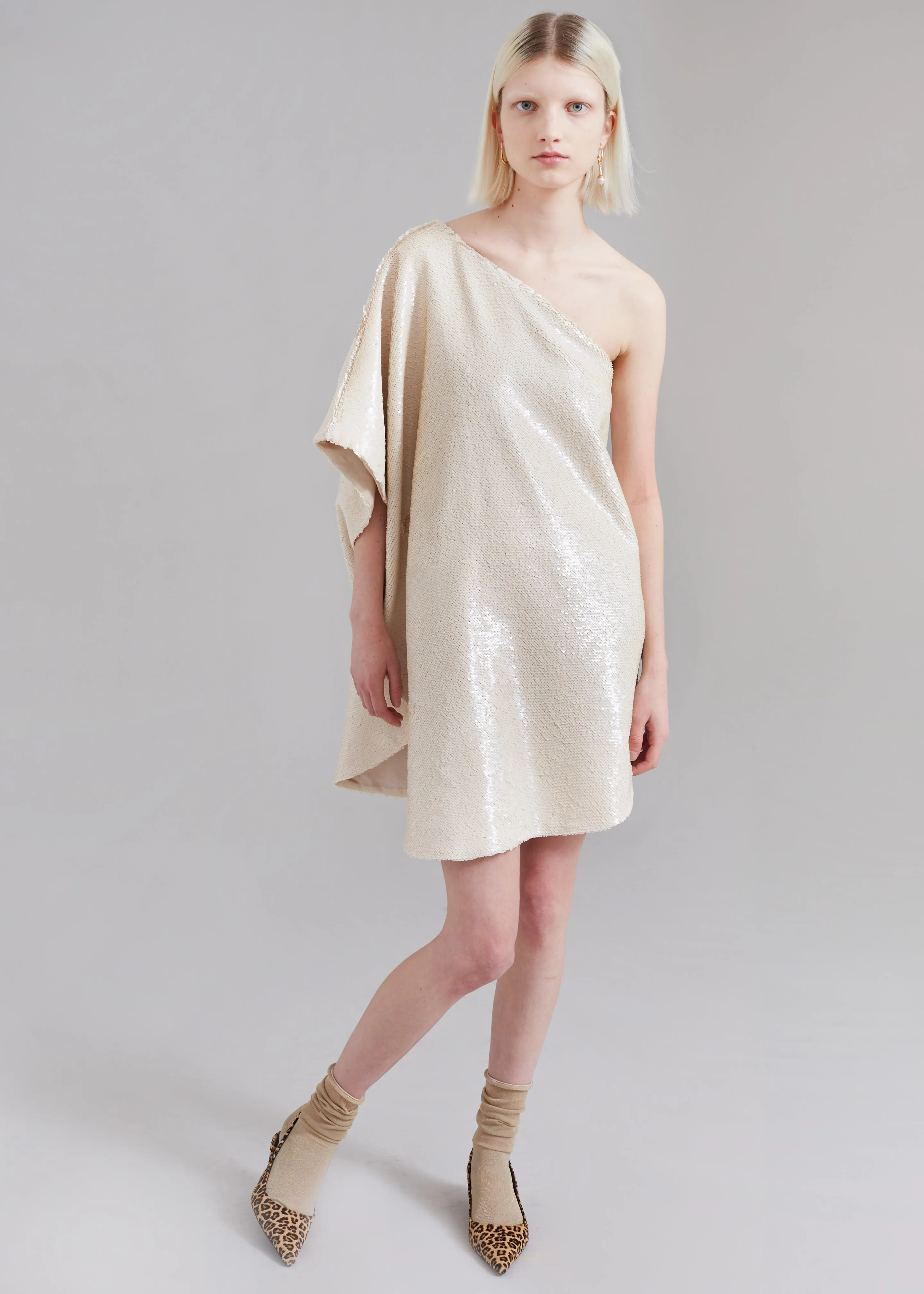 Gloria Sequins One Shoulder Dress - Cream sold by Frankie Shop product image thumbnail 4