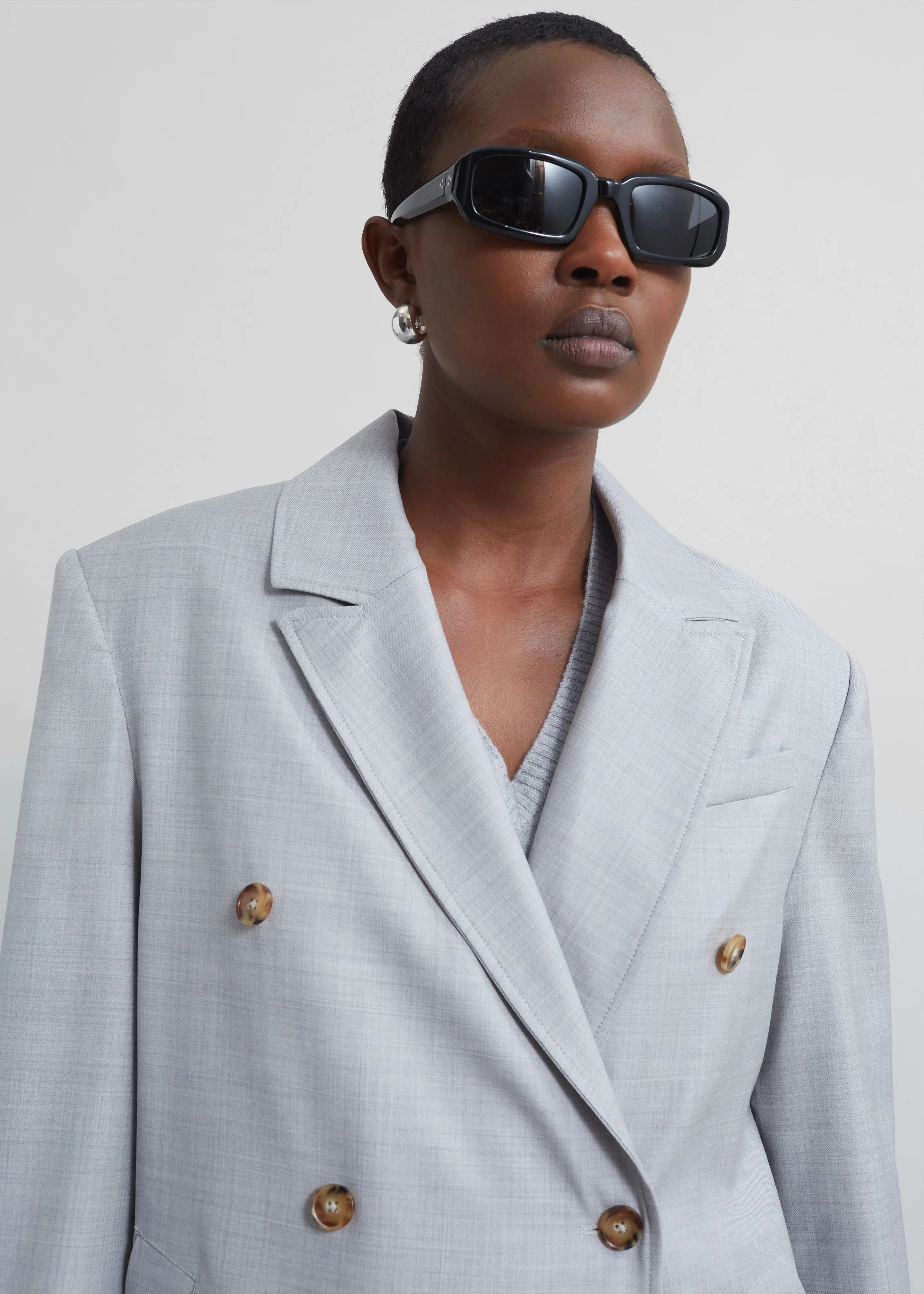 Loulou Studio Maisun Long Coat - Feather Grey Melange sold by Frankie Shop product image thumbnail 3