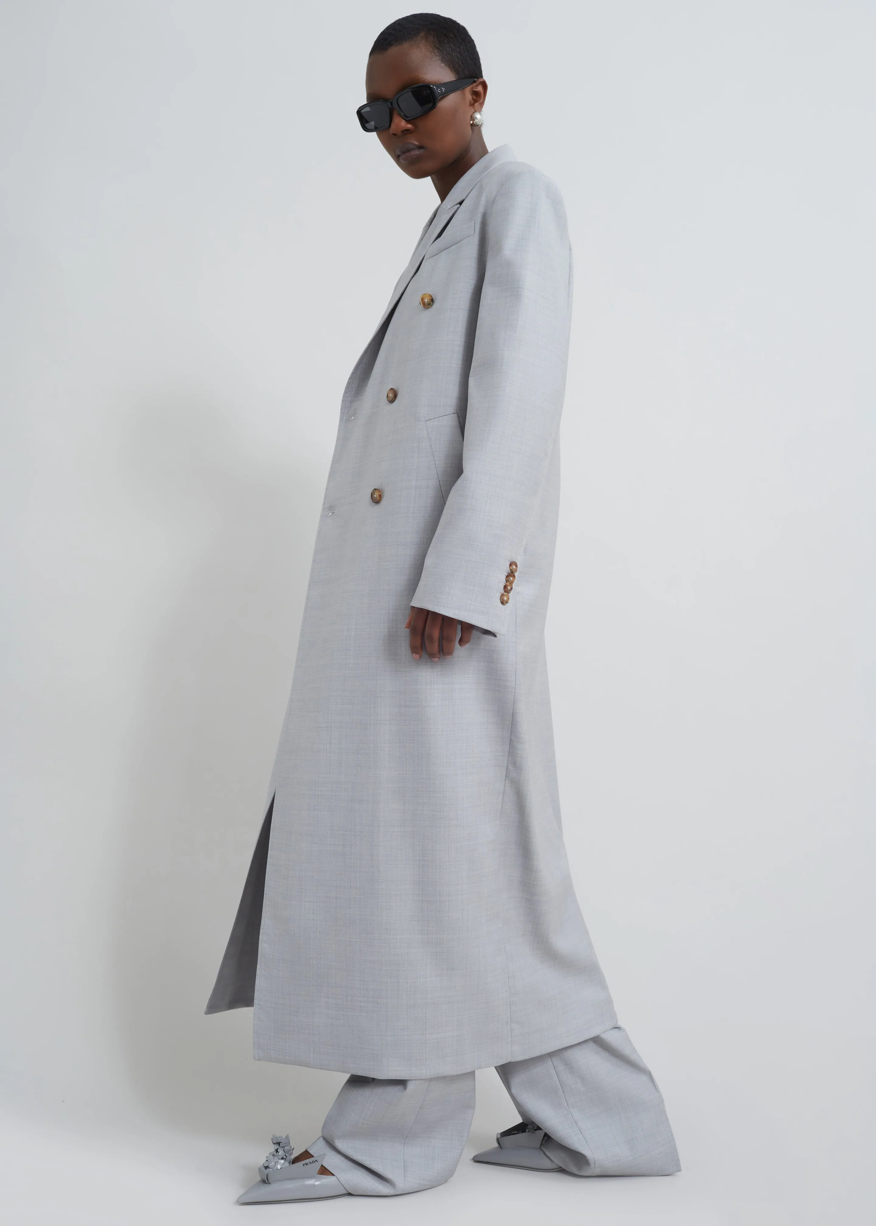 Loulou Studio Maisun Long Coat - Feather Grey Melange sold by Frankie Shop product image thumbnail 4