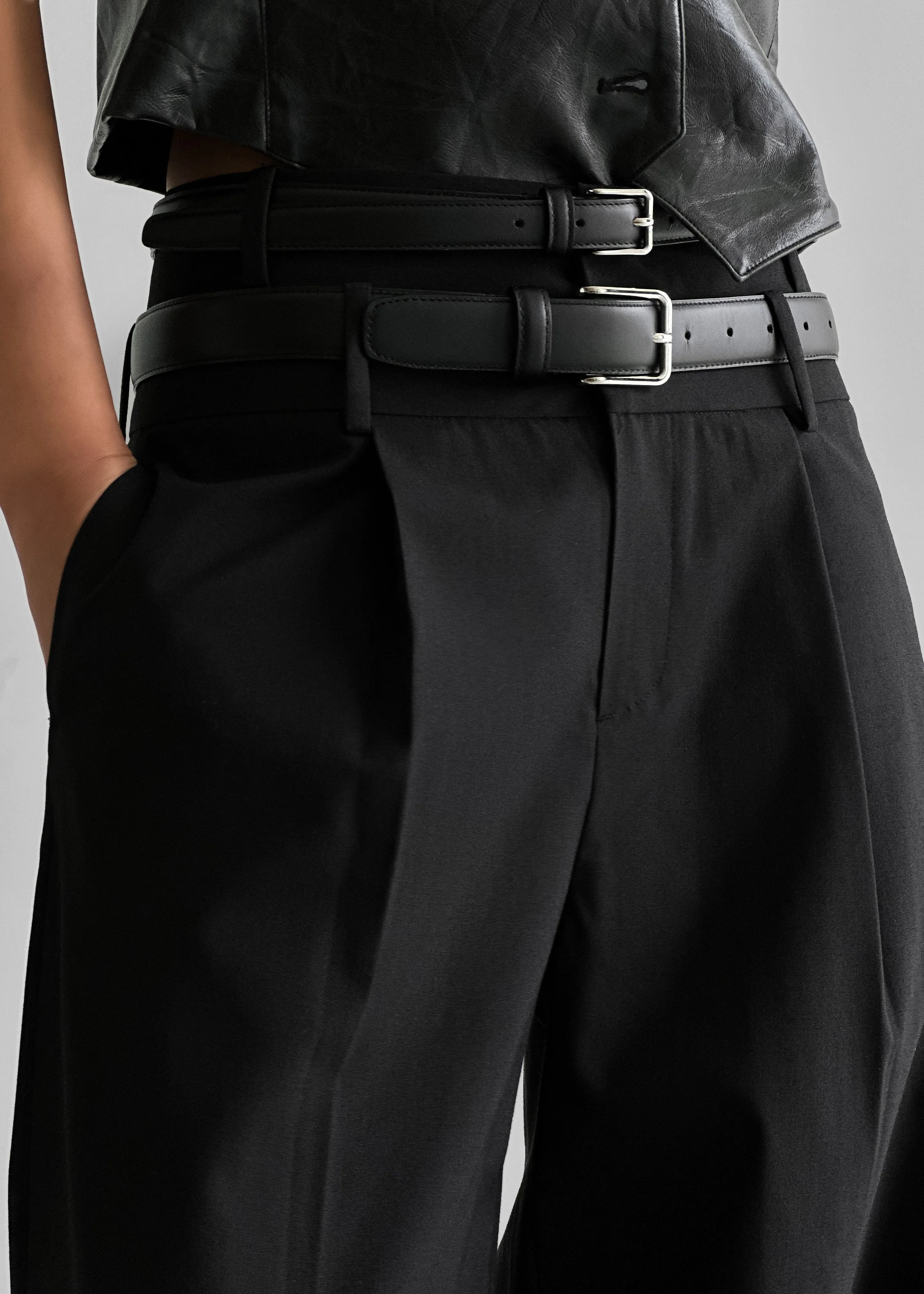 Olwen Pintuck Trousers - Black sold by Frankie Shop product image thumbnail 5