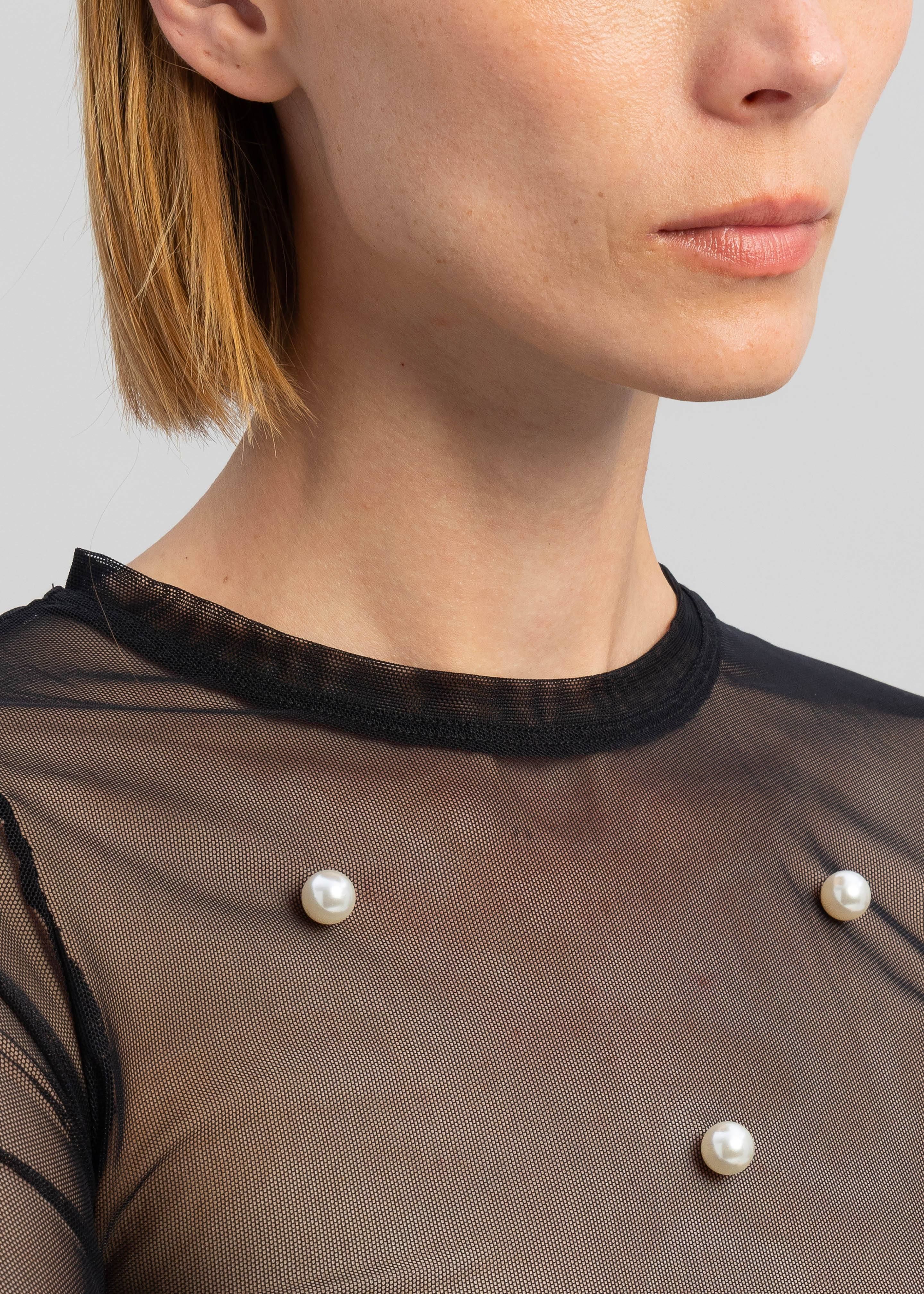 Sid Neigum Stretch Mesh Pearl Embellished Top - Black sold by Frankie Shop product image thumbnail 3