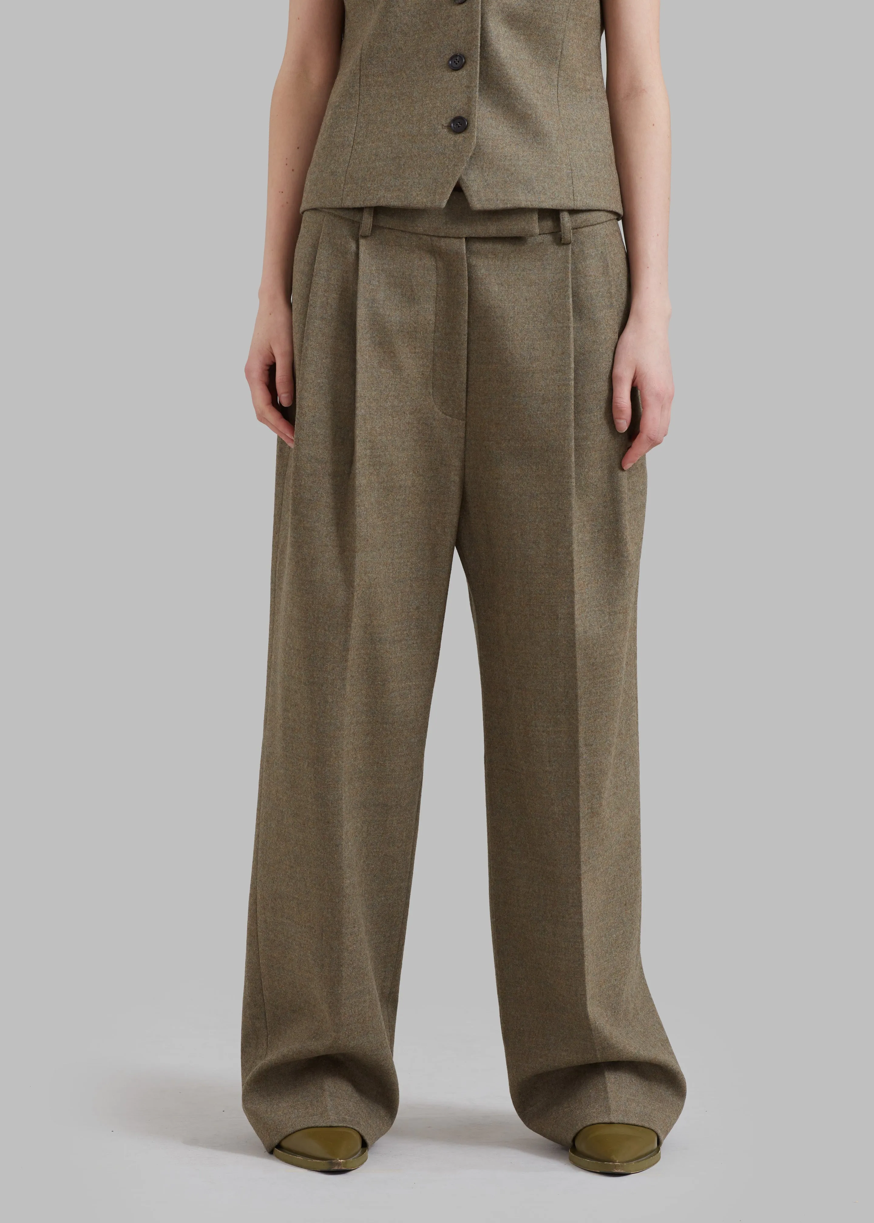 Eleanor Wool Pintuck Pants - Taupe Melange sold by Frankie Shop product image thumbnail 3