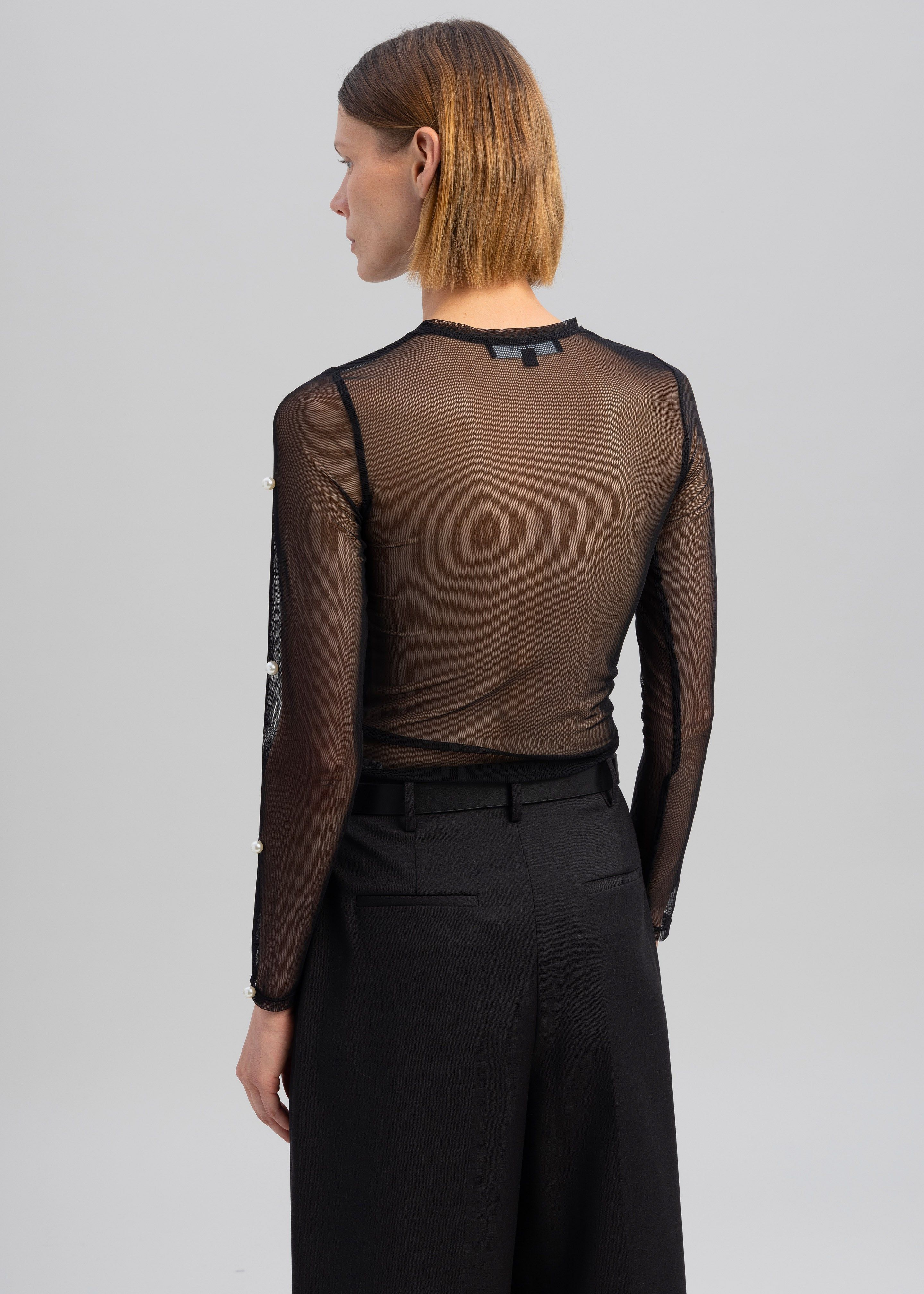 Sid Neigum Stretch Mesh Pearl Embellished Top - Black sold by Frankie Shop product image thumbnail 7