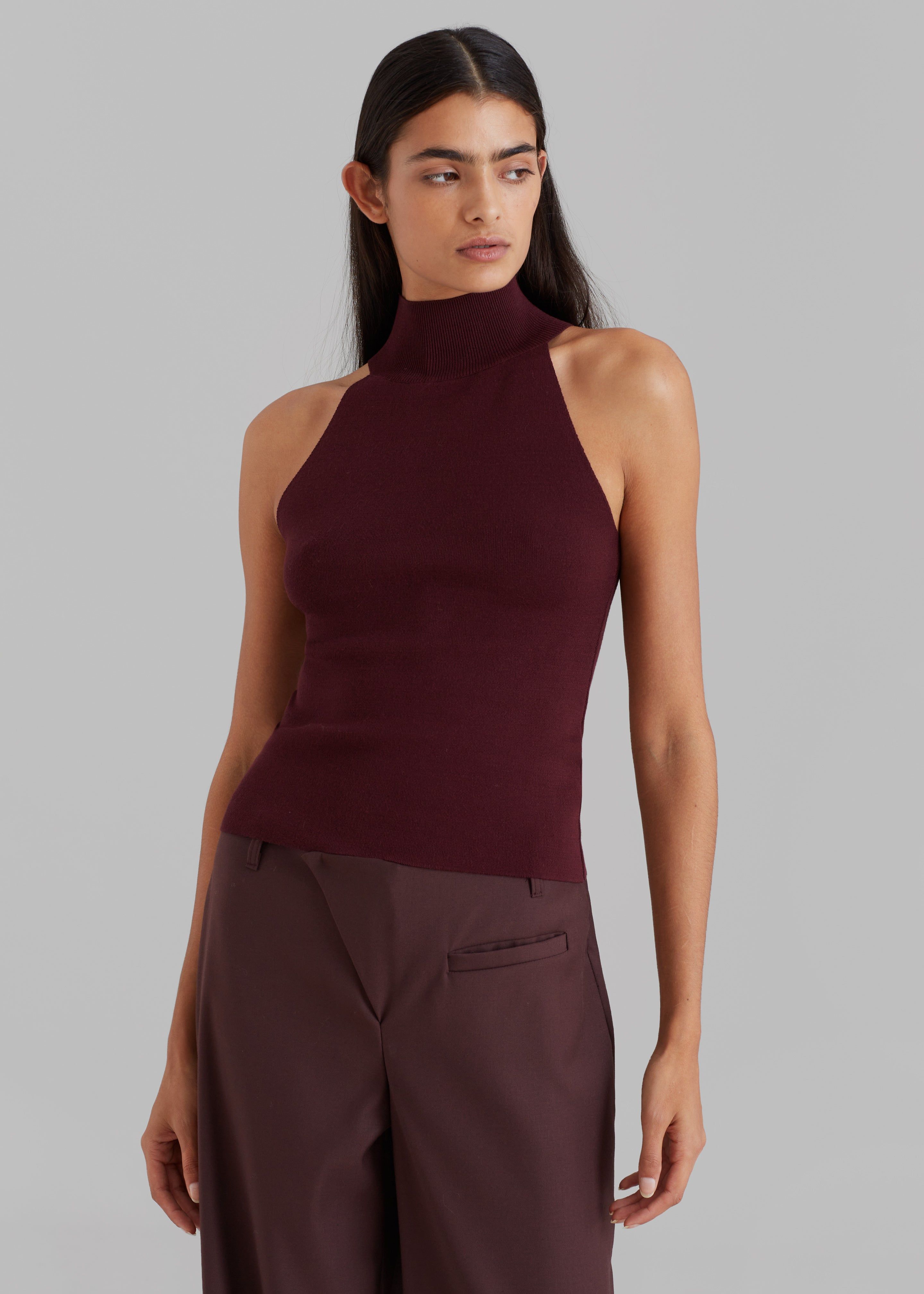 Nila Knit Halter Turtleneck - Burgundy sold by Frankie Shop product image thumbnail 4