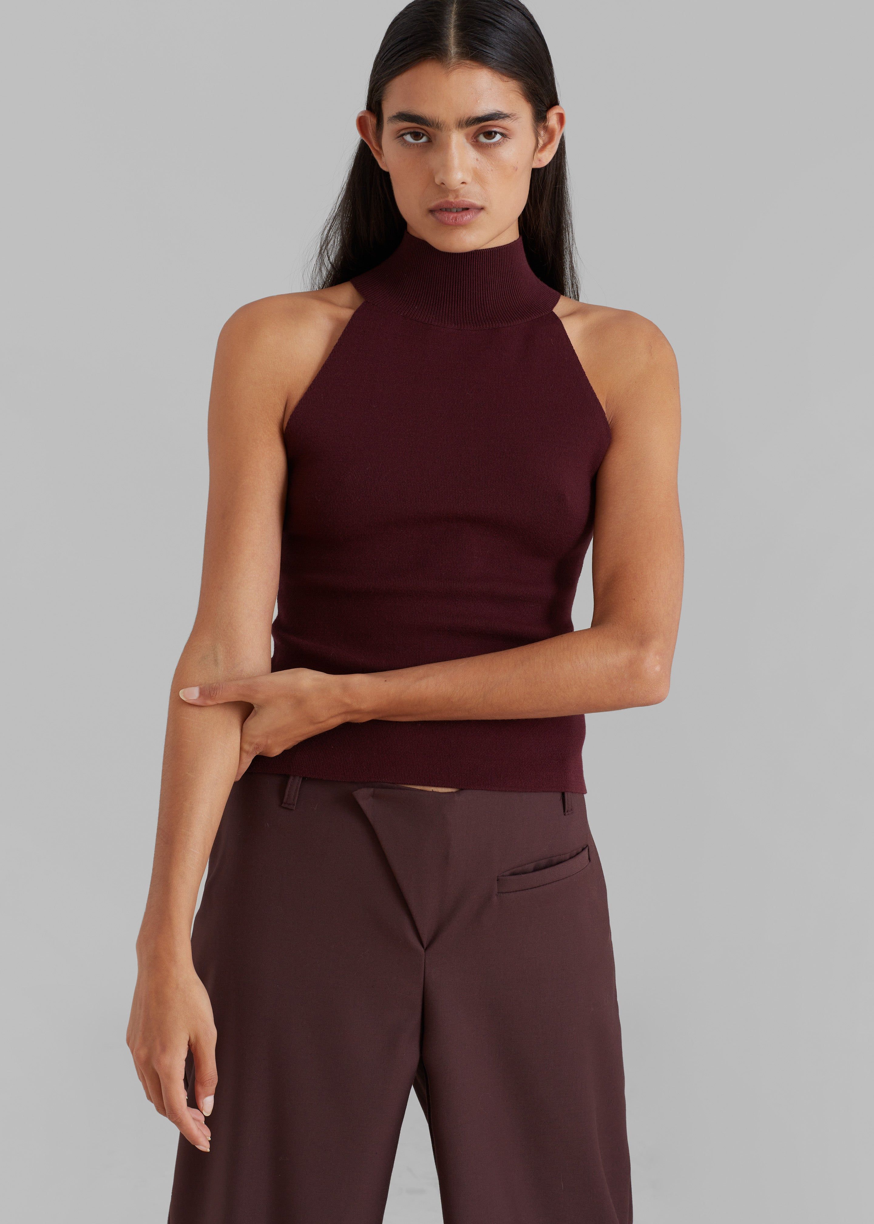 Nila Knit Halter Turtleneck - Burgundy sold by Frankie Shop product image thumbnail 3