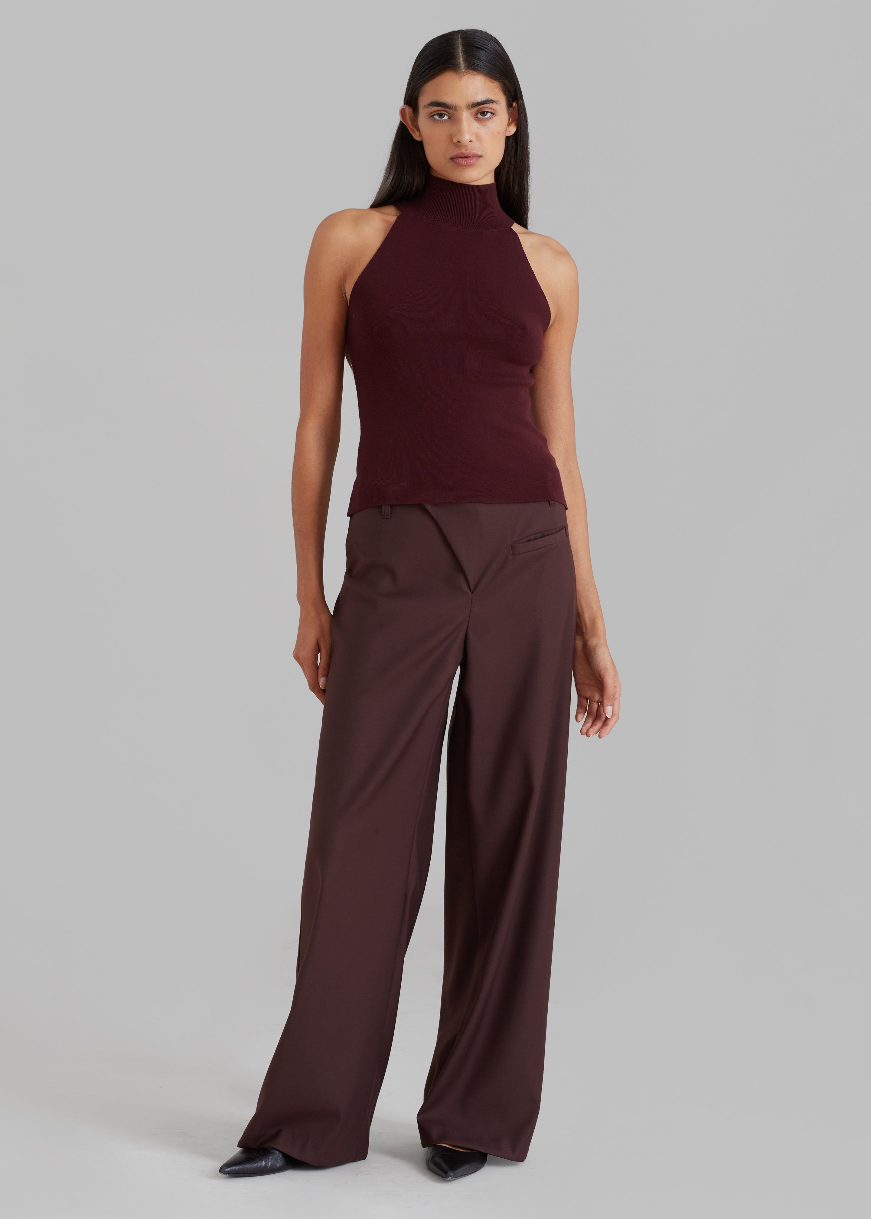 Nila Knit Halter Turtleneck - Burgundy sold by Frankie Shop product image thumbnail 2
