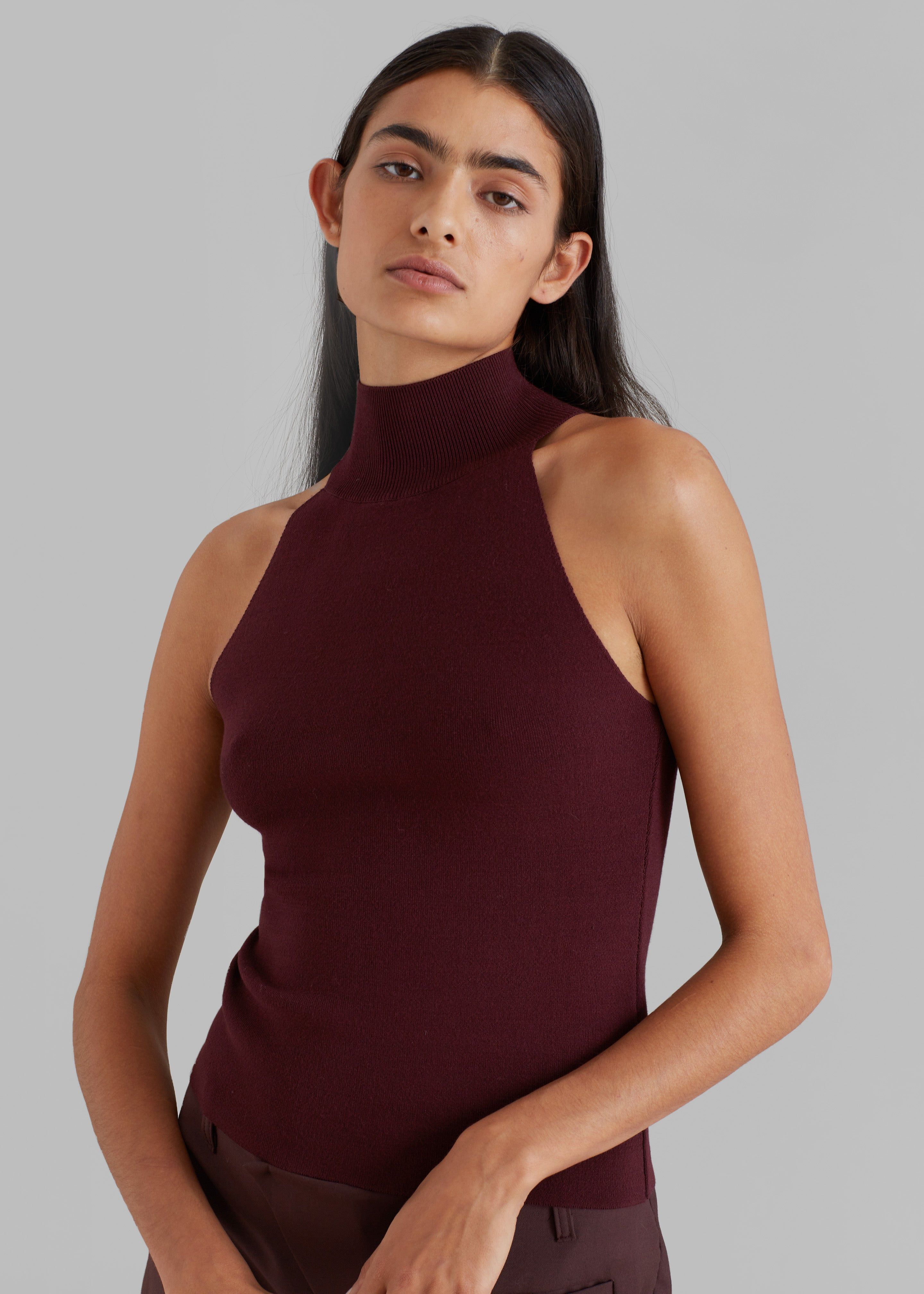 Nila Knit Halter Turtleneck - Burgundy sold by Frankie Shop