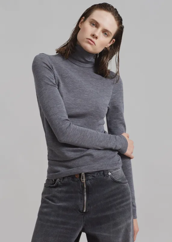 Róhe Fine Merino Turtleneck - Grey Melange sold by Frankie Shop