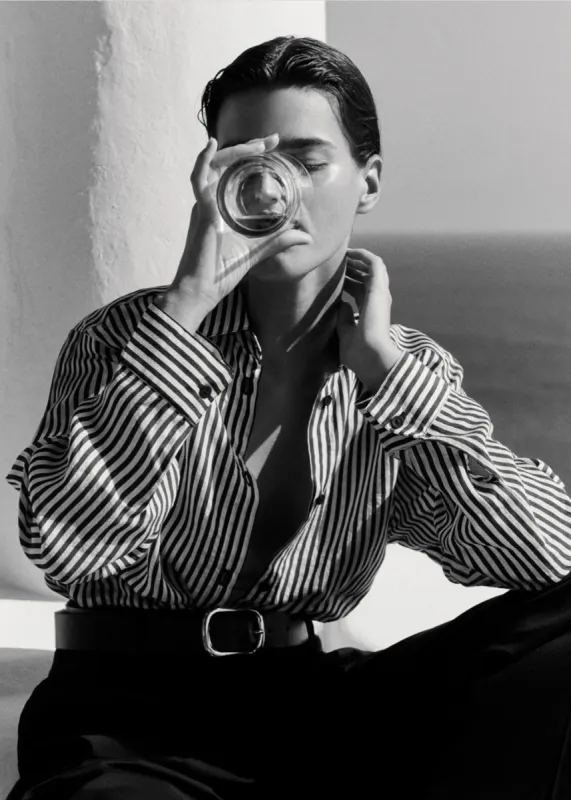 Matteau Classic Contrast Stripe Shirt - Ink Stripe sold by Frankie Shop