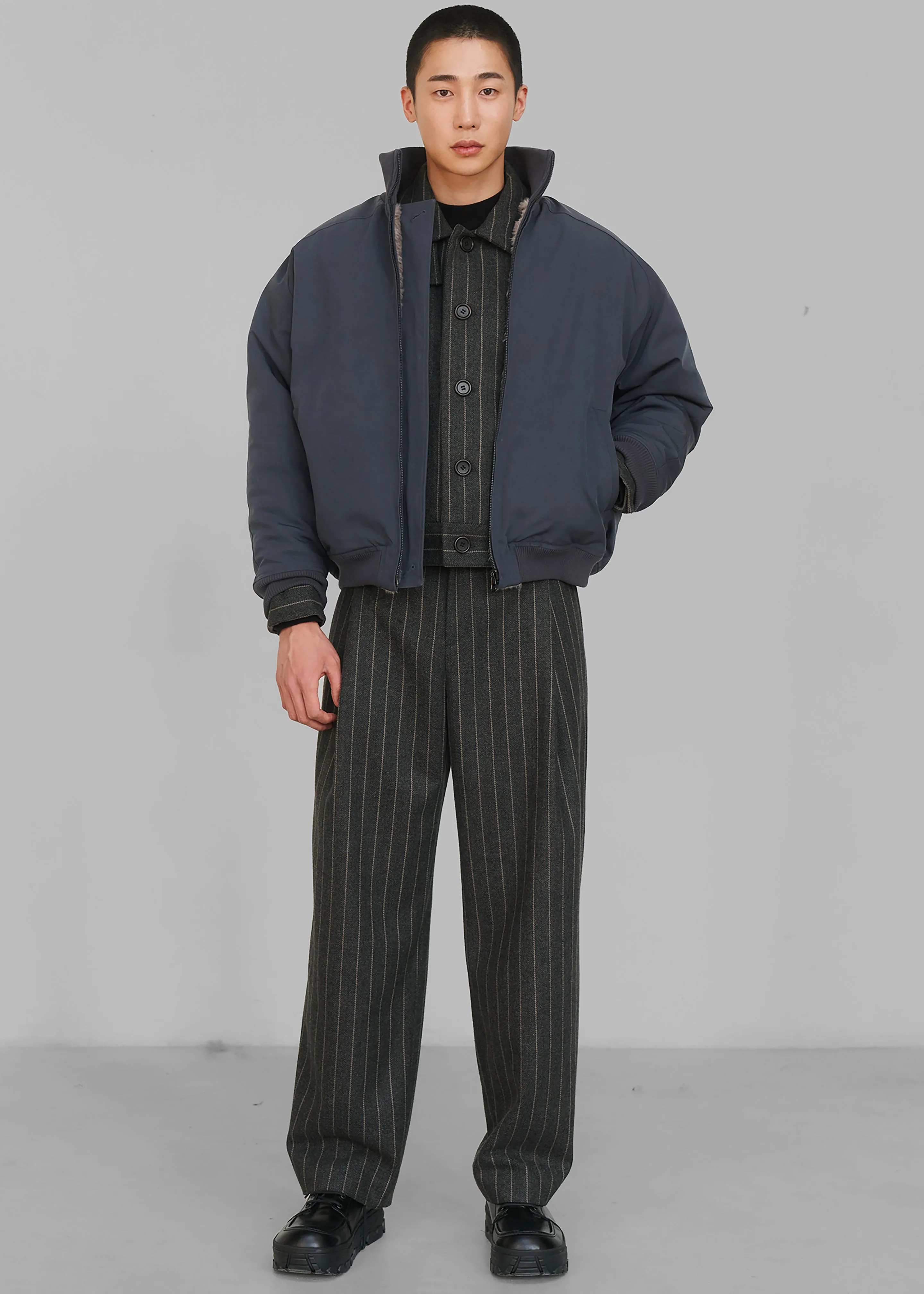 Amomento Wool Stripe Martin Pants - Grey sold by Frankie Shop product image thumbnail 4