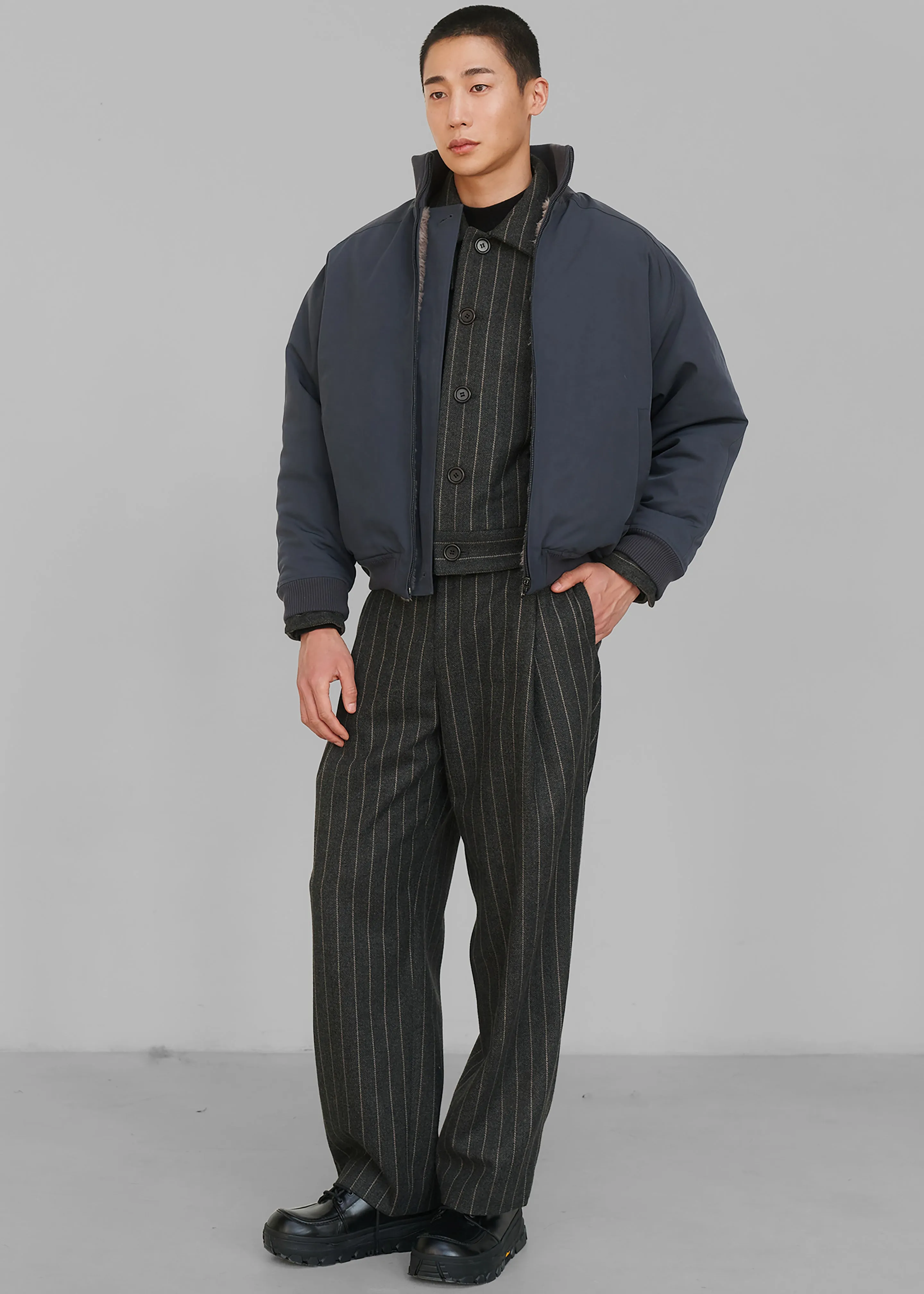 Amomento Wool Stripe Martin Pants - Grey sold by Frankie Shop product image thumbnail 3
