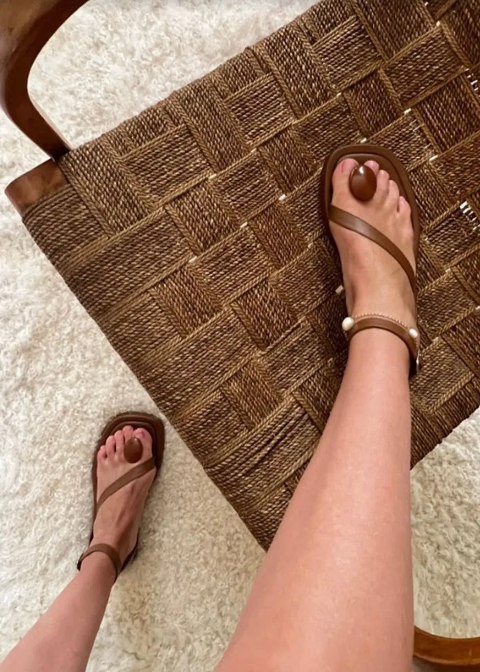 GIA x RHW Rosie Flat Wrap Sandal - Brown sold by Frankie Shop product image thumbnail 3