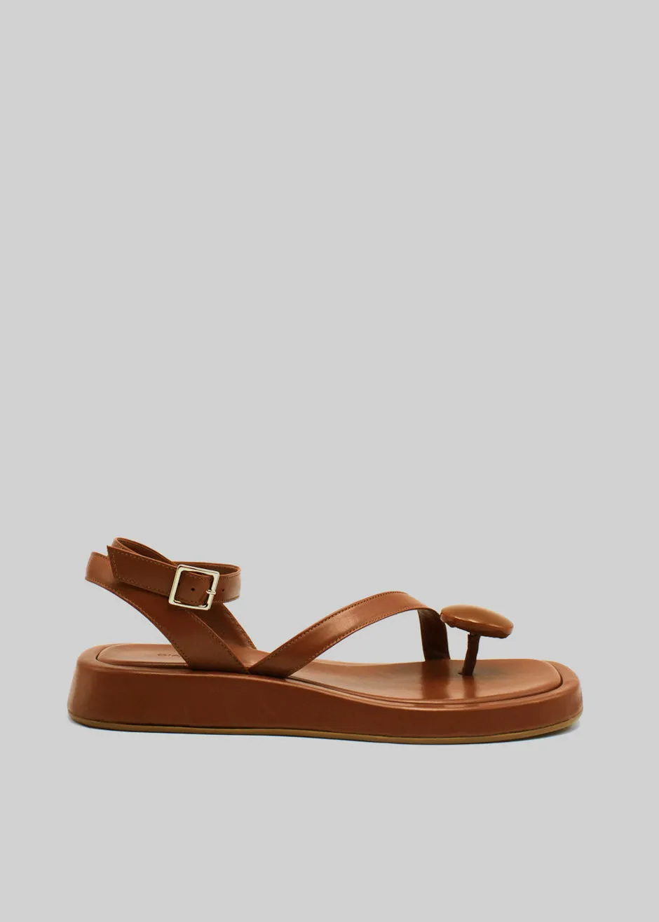GIA x RHW Rosie Flat Wrap Sandal - Brown sold by Frankie Shop