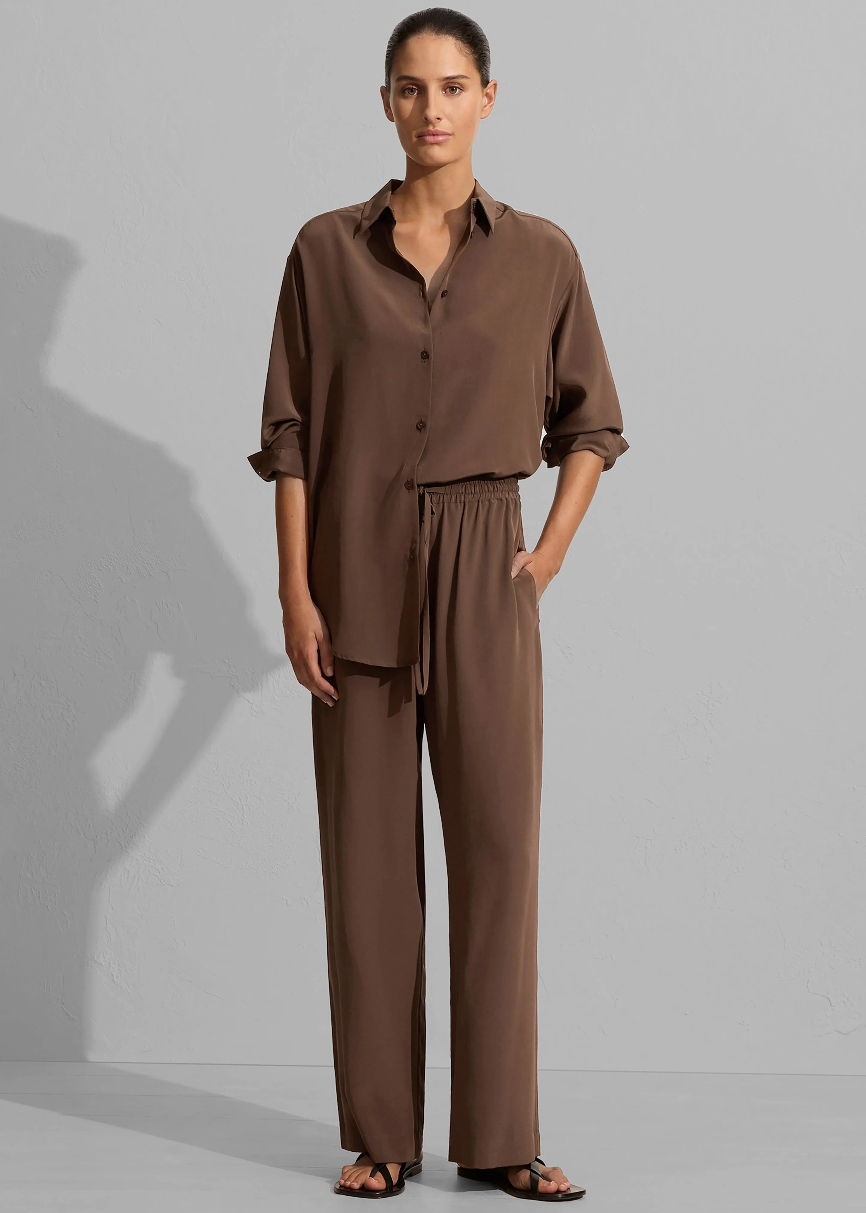Matteau Long Sleeve Silk Shirt - Sable sold by Frankie Shop product image thumbnail 2