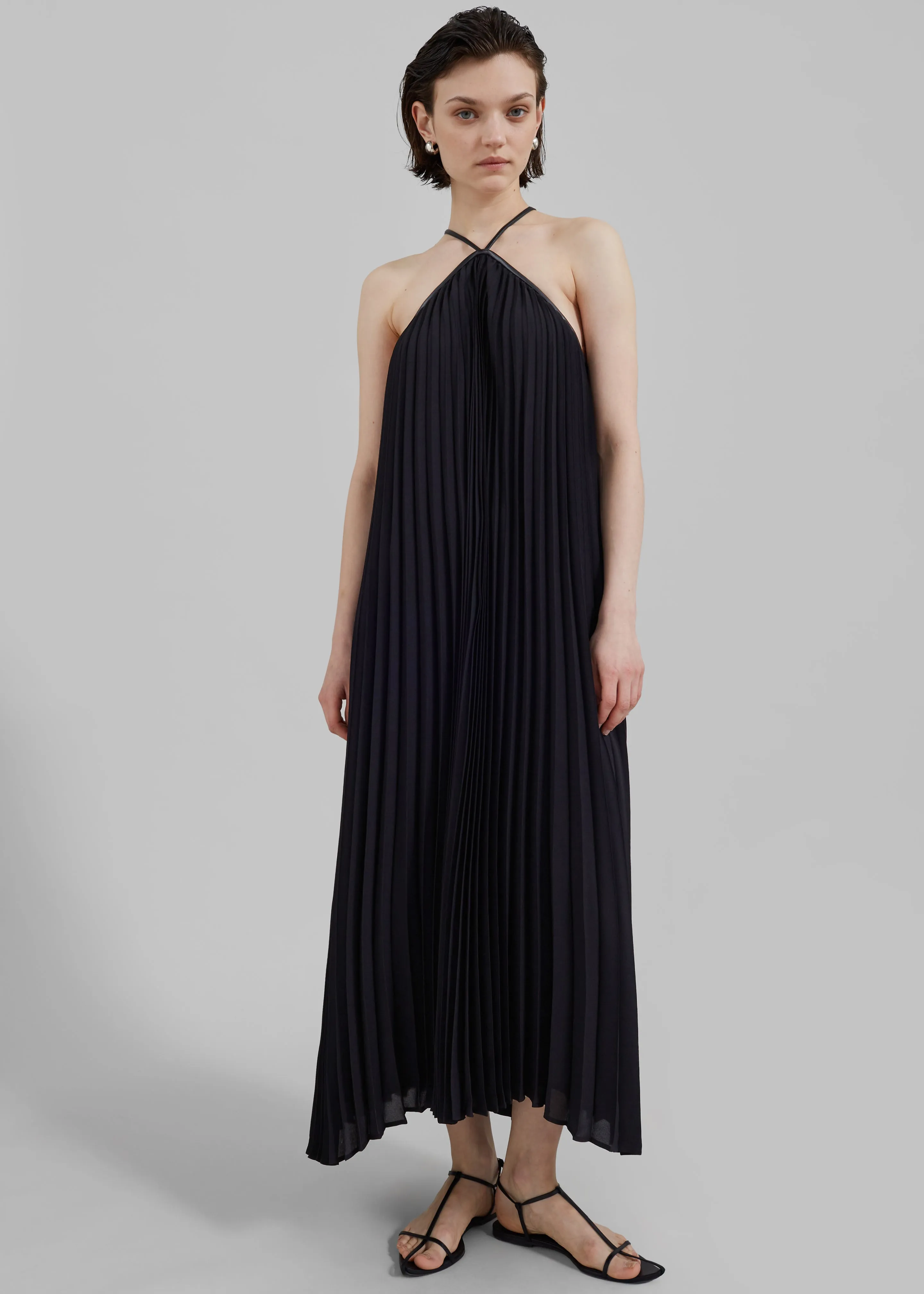 Proenza Schouler White Label Celeste Lightweight Crepe Dress - Black sold by Frankie Shop