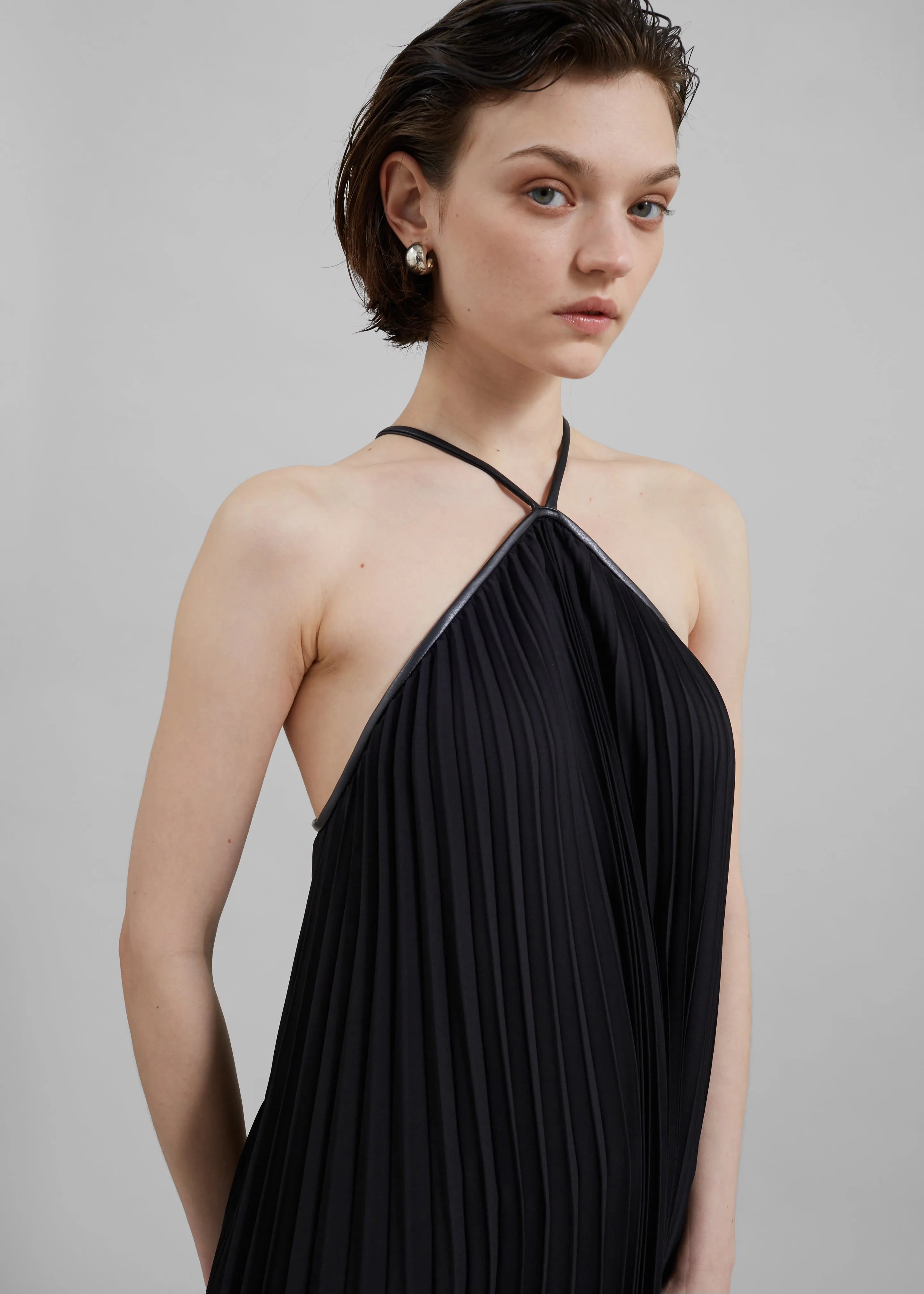 Proenza Schouler White Label Celeste Lightweight Crepe Dress - Black sold by Frankie Shop product image thumbnail 3