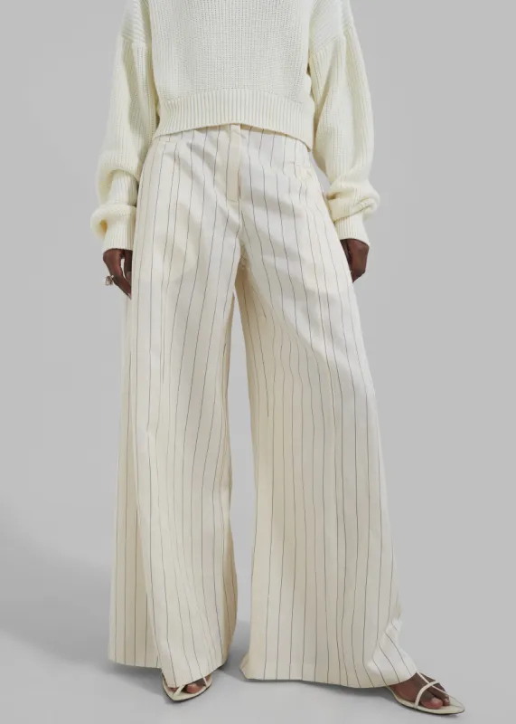 Remain Wide Suiting Pants - Egret Comb made by Frankie Shop