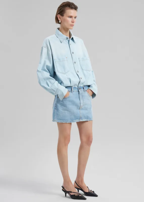 Haikure Tatum Two Tone Mini Dress - Lipari Blue made by Frankie Shop
