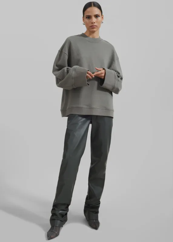 Ziggy Long Leather Pants - Light Khaki sold by Frankie Shop