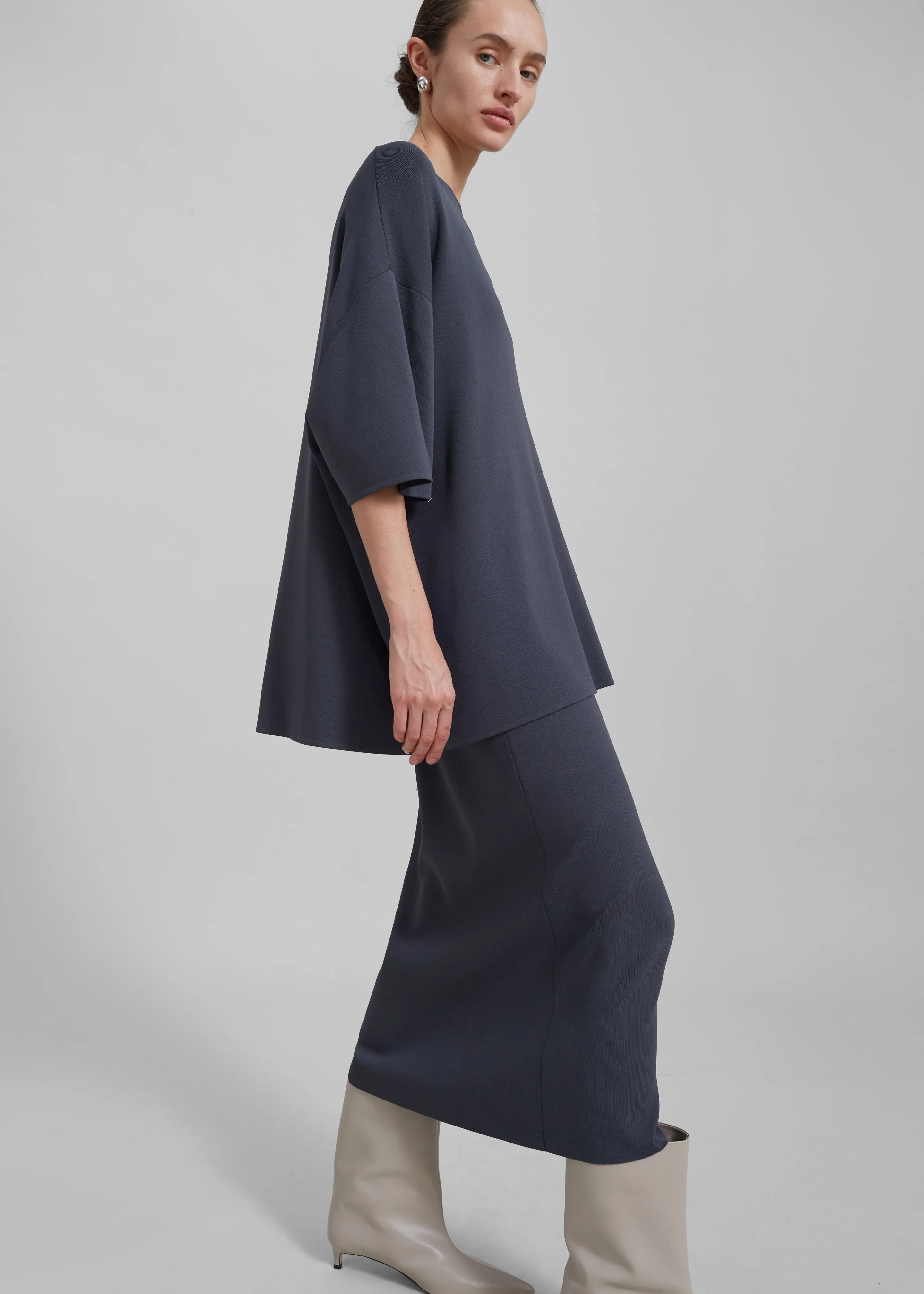 Solange Knit Pencil Skirt - Grey sold by Frankie Shop