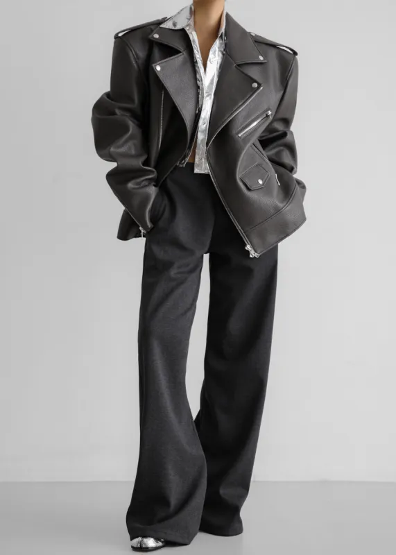 Chicago Oversized Biker Jacket - Charcoal made by Frankie Shop