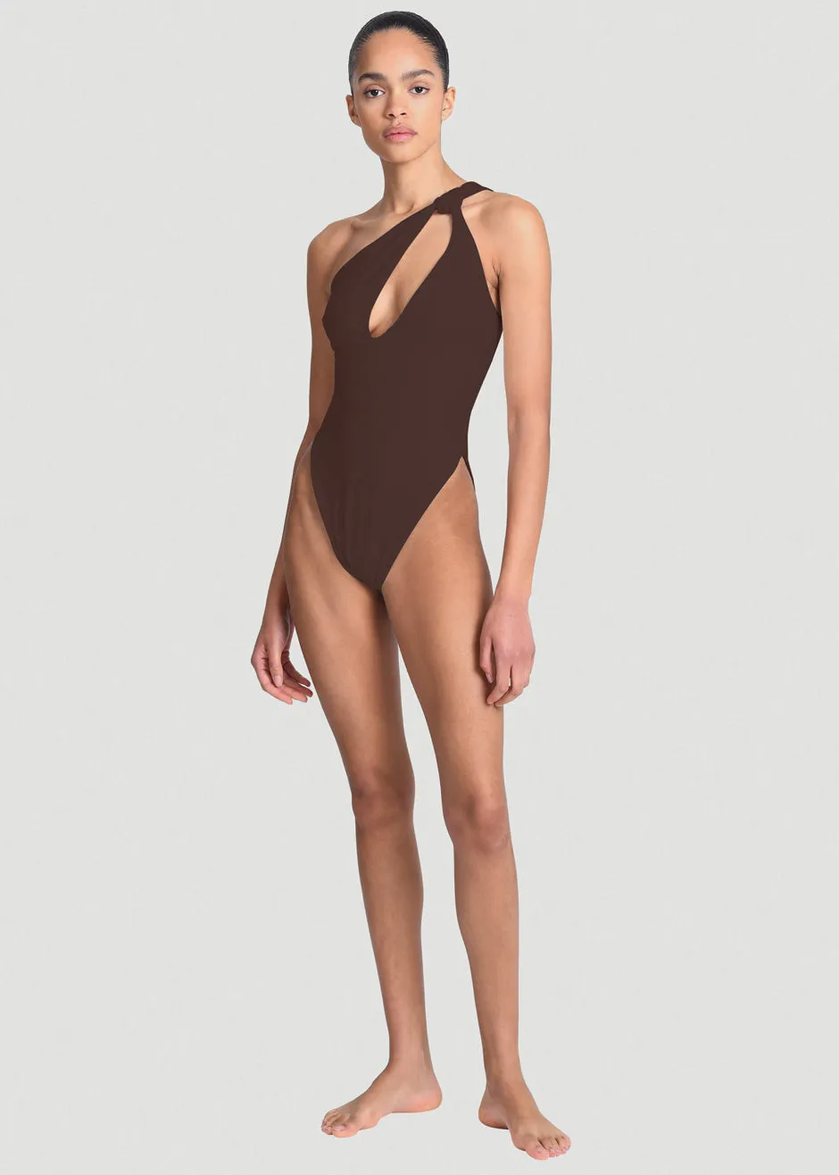 Aexae Knot One Piece Swimsuit - Brown sold by Frankie Shop