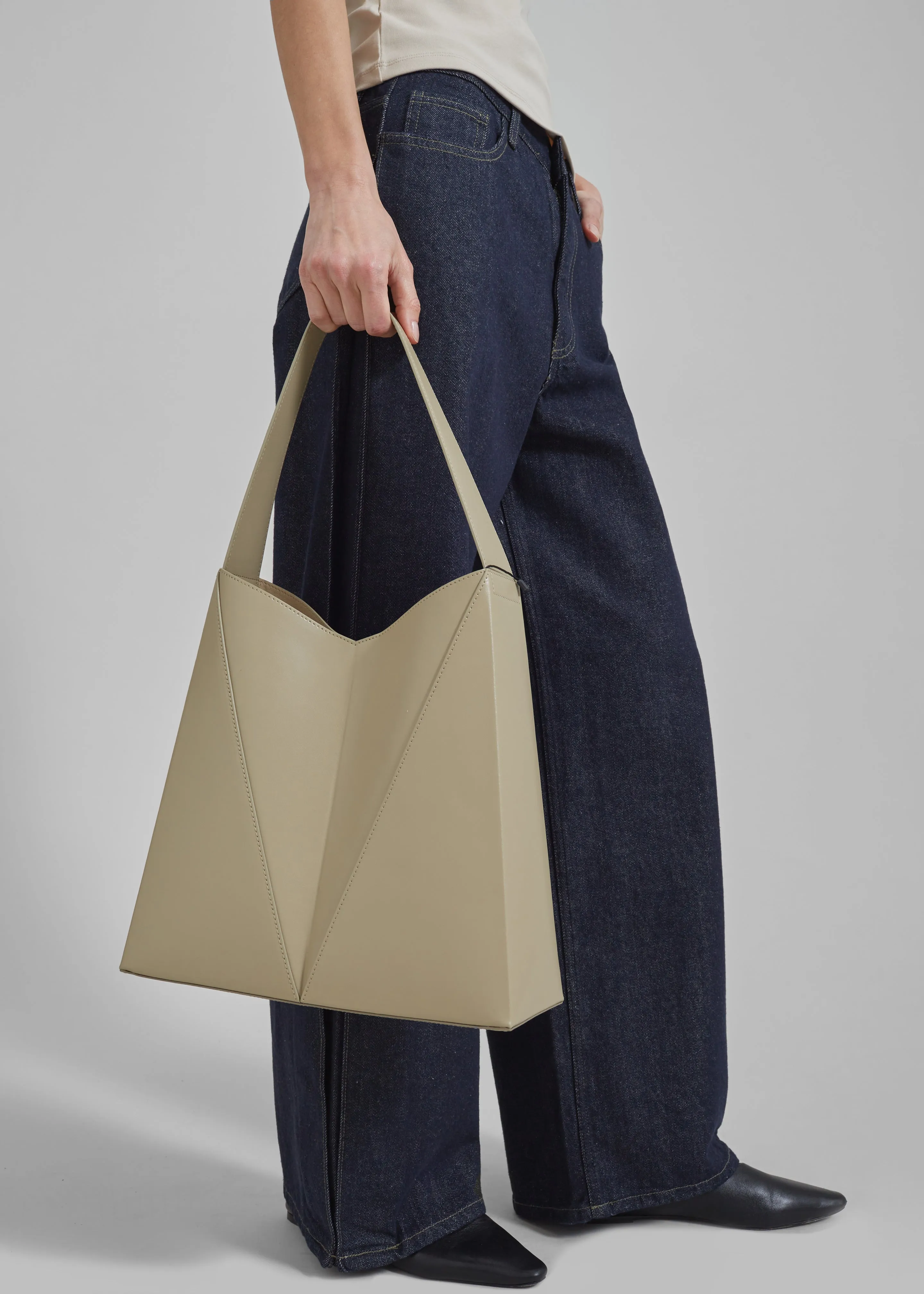 Low Classic Folded Cube Tote Bag - Khaki sold by Frankie Shop product image thumbnail 3
