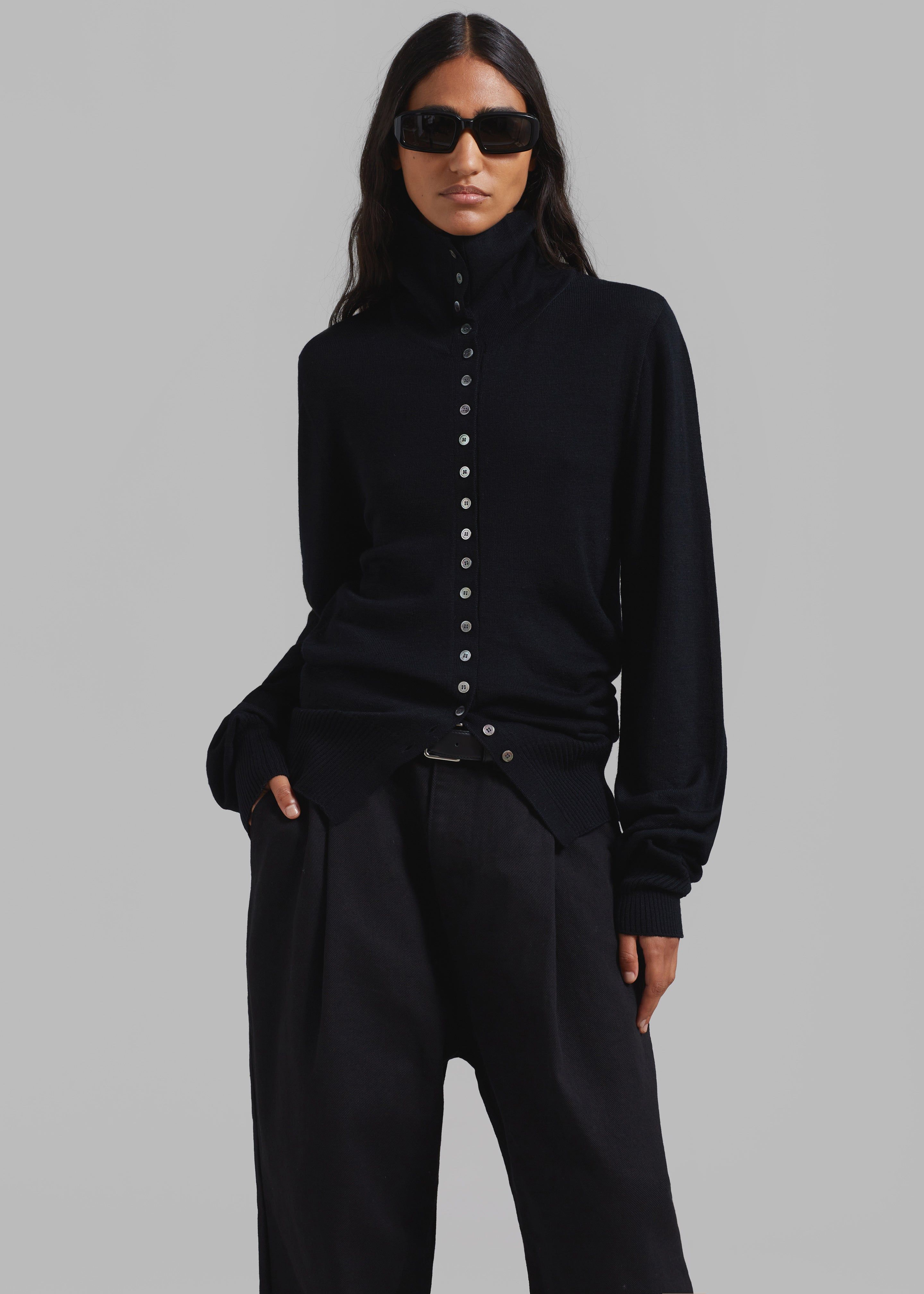 Low Classic Sailor Button Point Knit Cardigan - Black sold by Frankie Shop