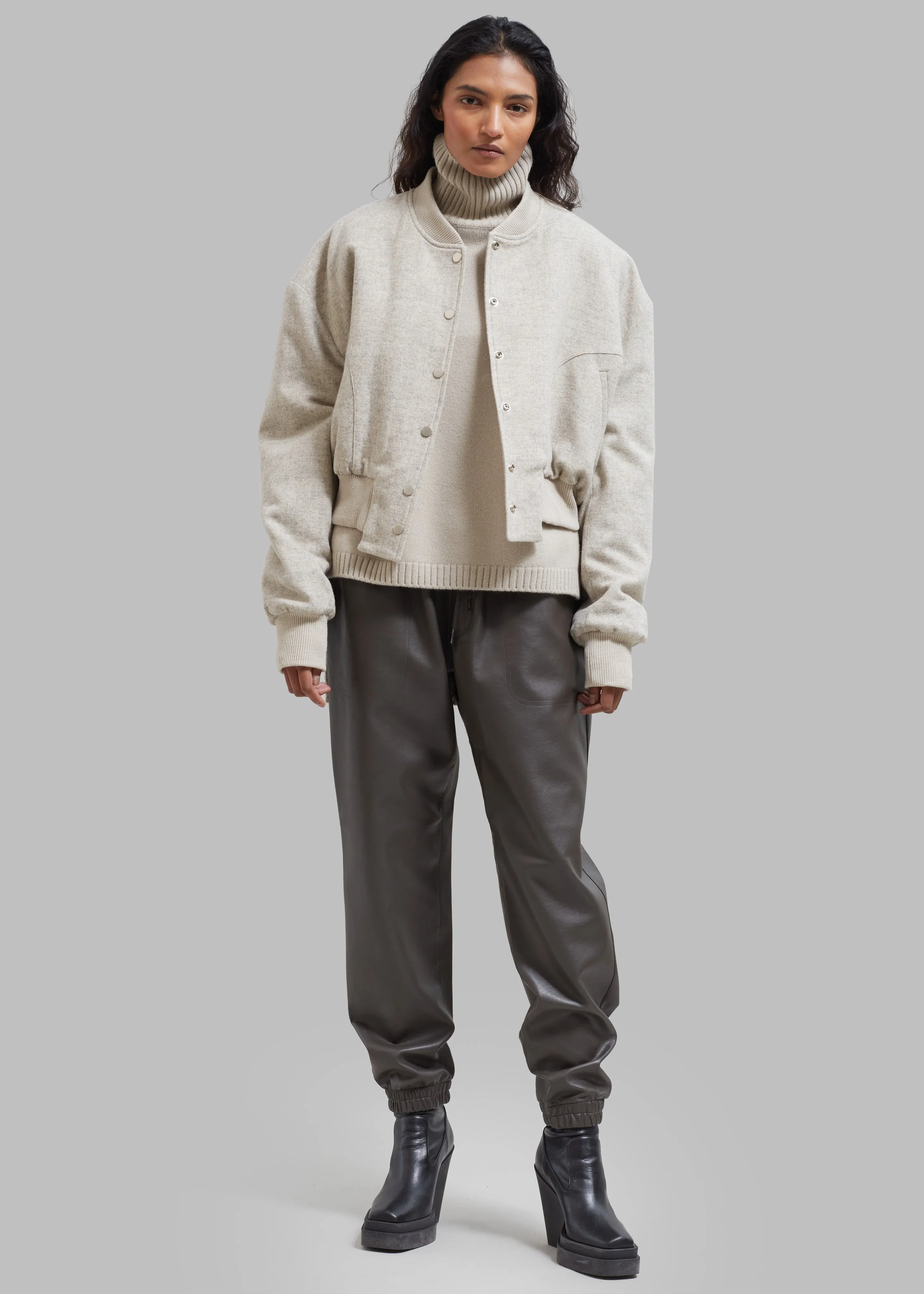 Brighton Faux Leather Joggers - Brown sold by Frankie Shop