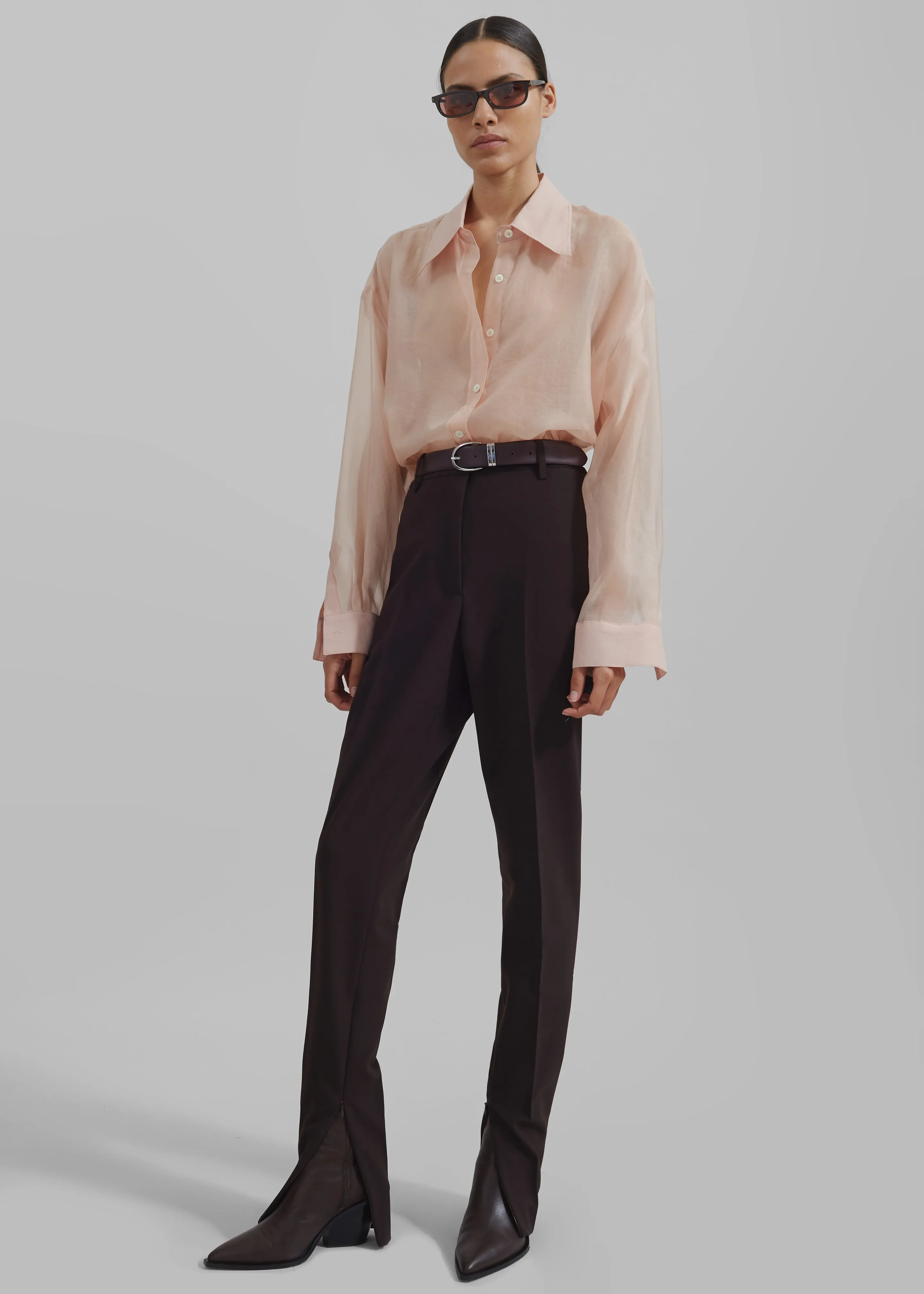 Nel Sheer Button Up Shirt - Pink sold by Frankie Shop product image thumbnail 3